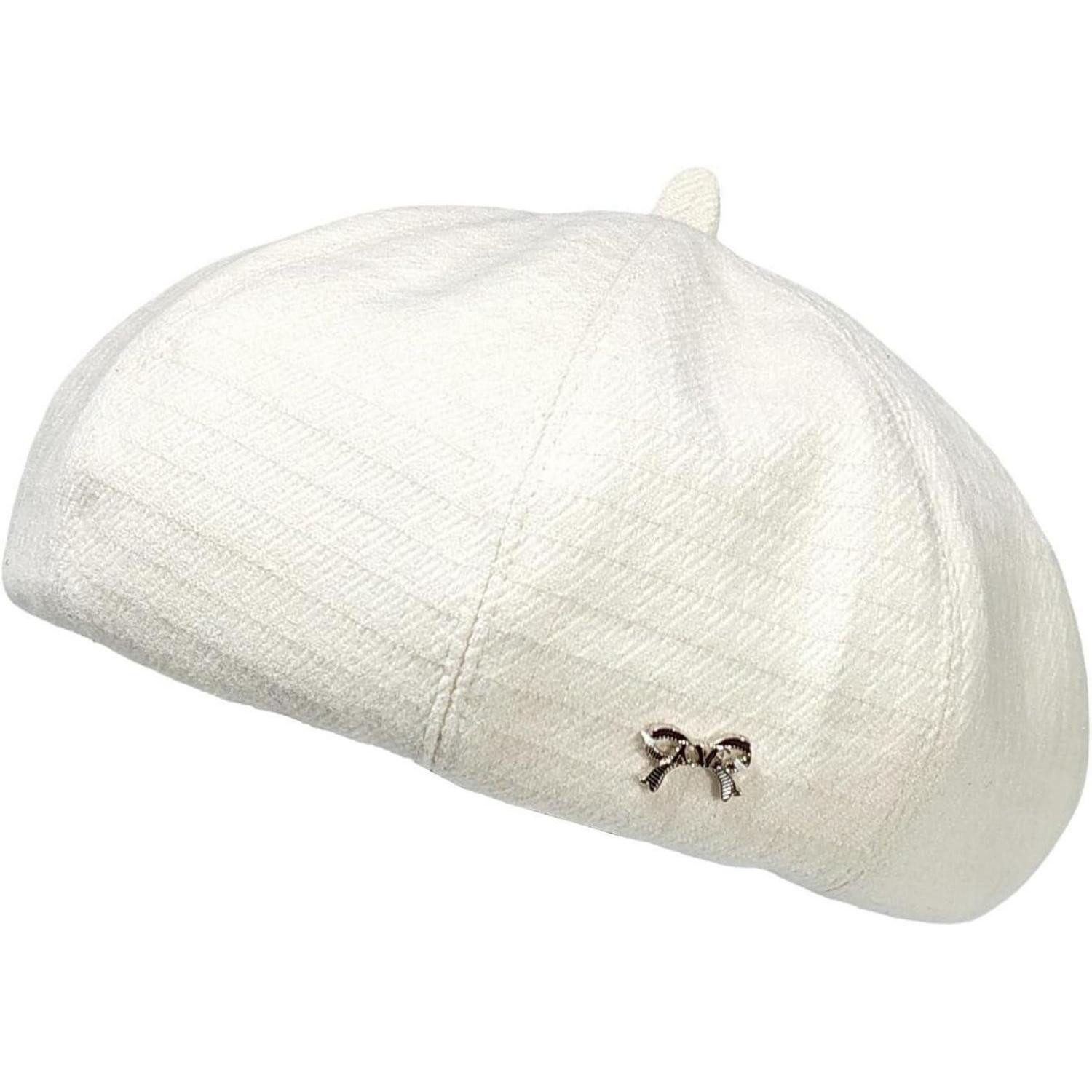 LuxusKollektion Baskenmütze Baskenmütze Damen Barett Beret Malermütze Künstler 56-58 Weiß