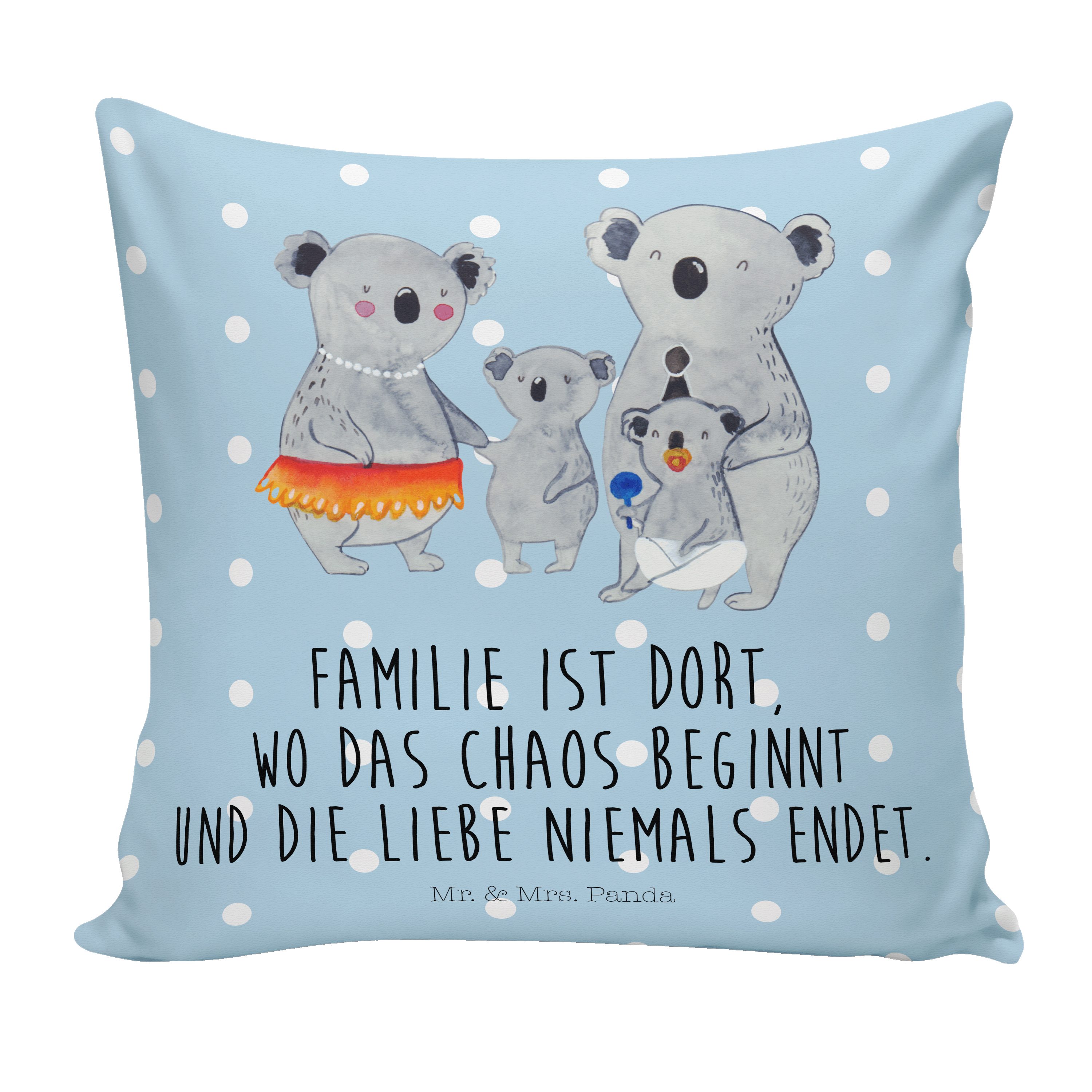 Mr. & Mrs. Blau Kissenhülle, Koala - Familie Pastell Kinder, Geschenk, Dekokissen - Panda Sofakis