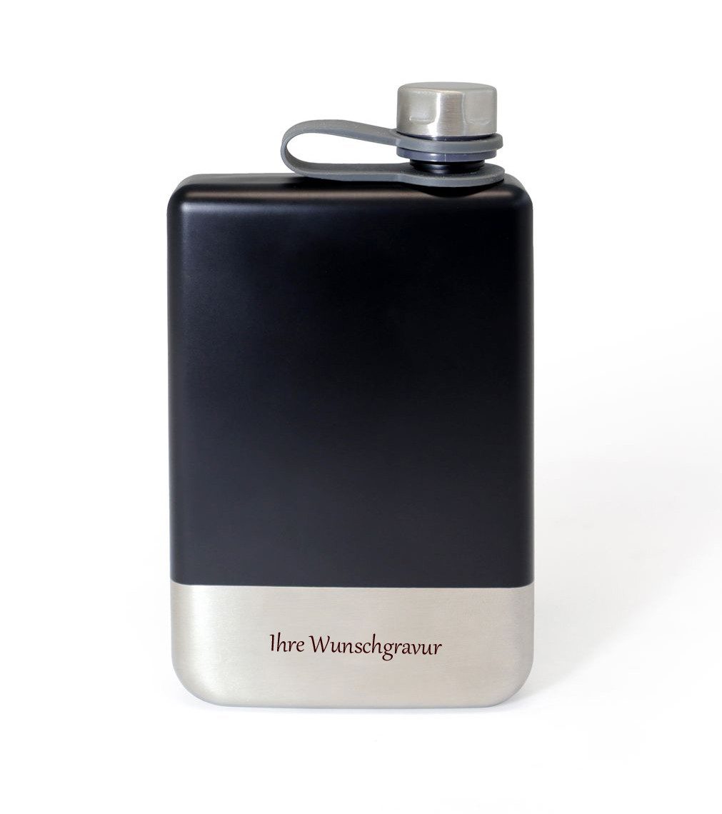 Origin Outdoors Flachmann 'On The Rocks' schwarz, mit persönlicher Namensgravur, 'On The Rocks' schwarz, mit persönlicher Namensgravur