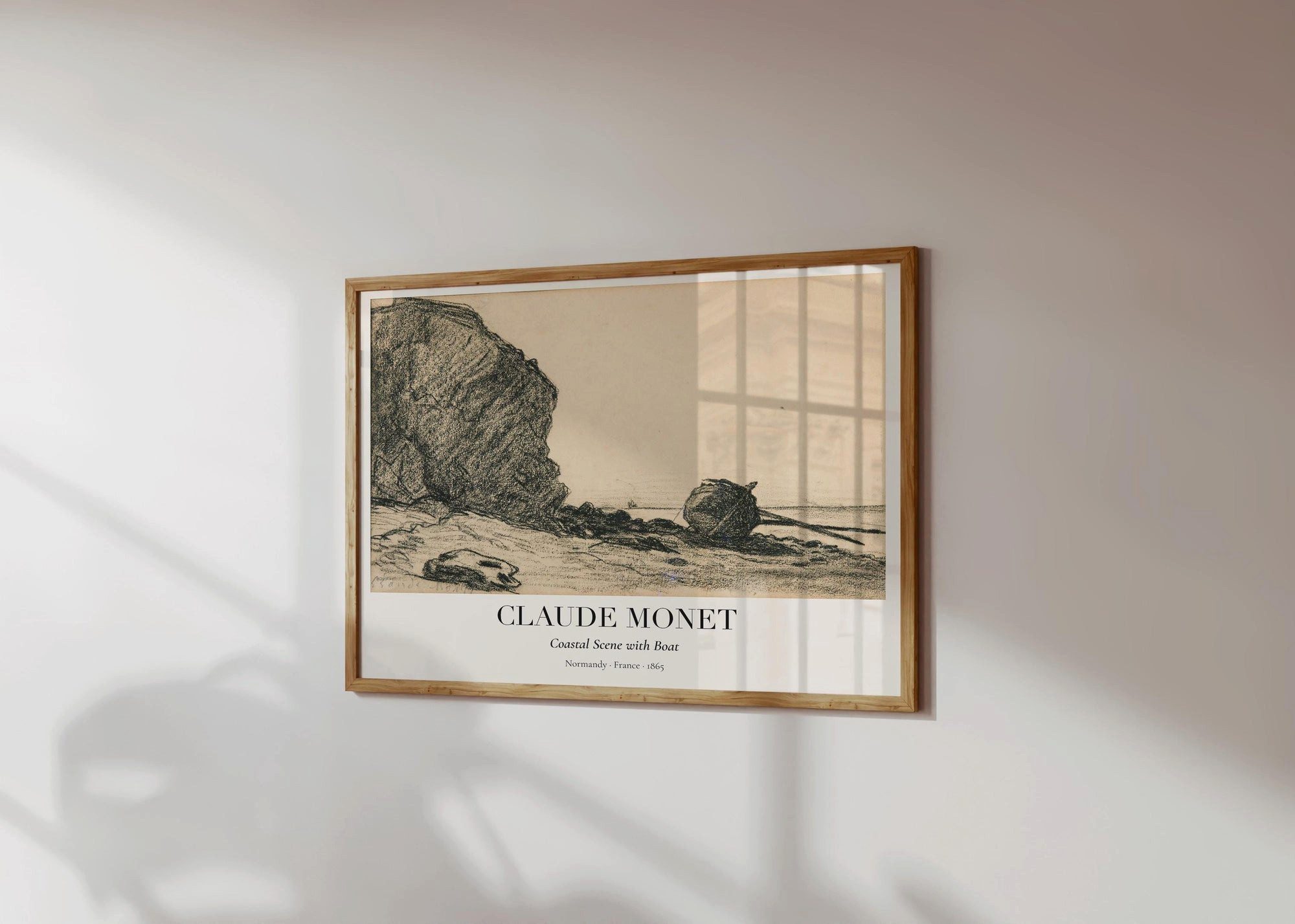 JUSTGOODMOOD Poster Premium ® Claude Monet · Strand mit Boot 1865, (1 St), verschiedene Größen wählbar