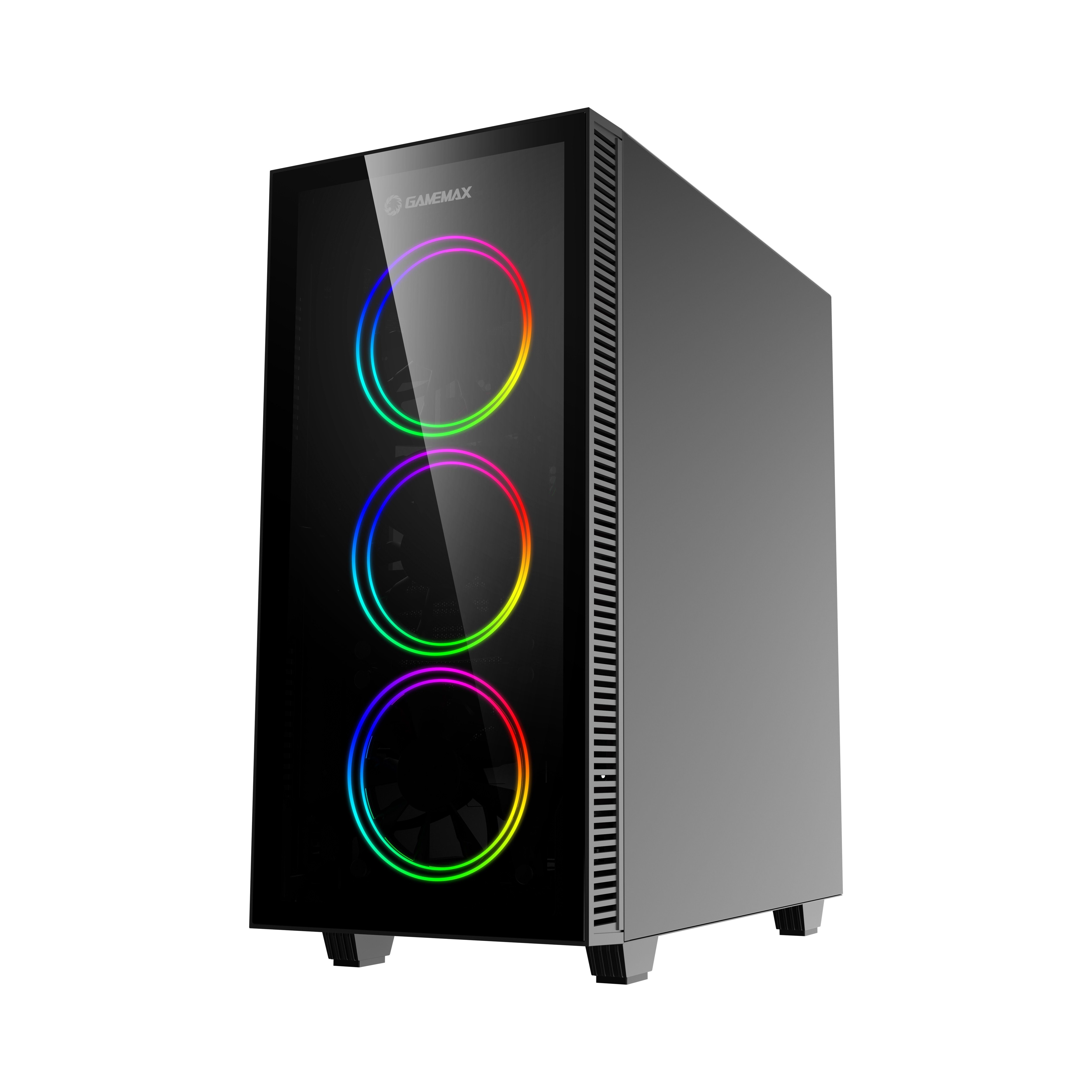 GAMEMAX Gaming-Gehäuse Draco XD Midi-Tower, (gehärtetes Glas), USB3.0*1+1xUSB2.0, HD-Audio, ATX, schwarz