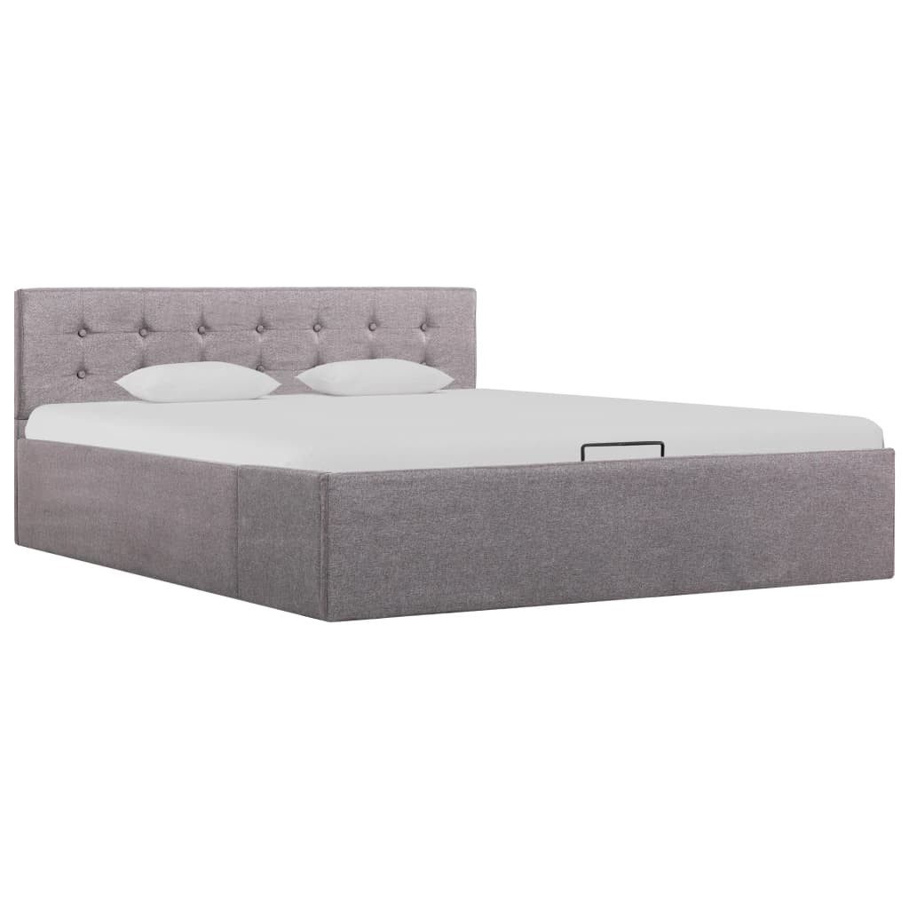 vidaXL Bettgestell Stauraumbett Hydraulisch Taupe Stoff 140x200 cm Bett Bet günstig online kaufen
