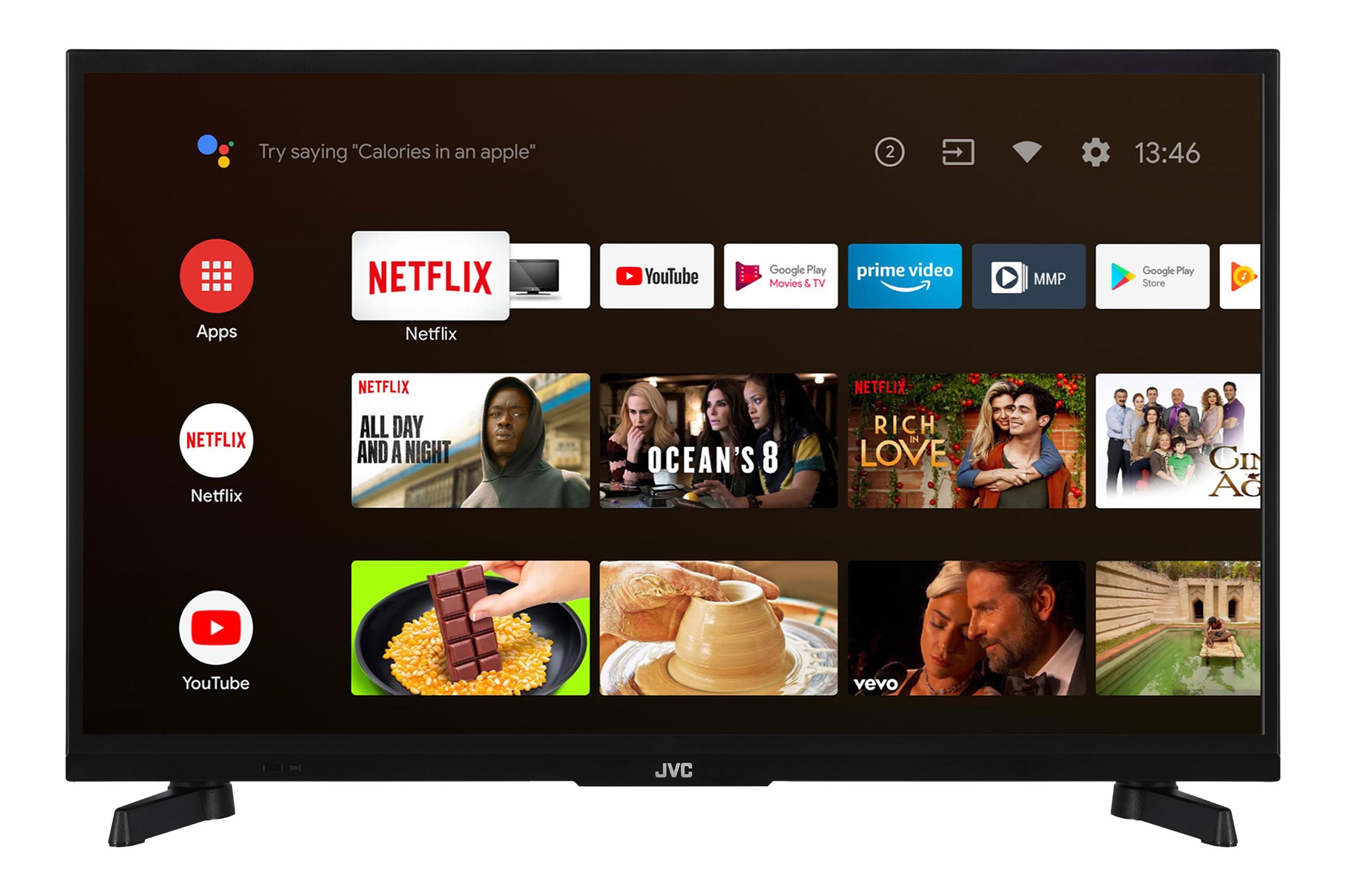 JVC LT-24VAHM355 LCD-LED Fernseher (60 cm/24 Zoll, HD-ready, Android TV, Android Smart TV, HDR, Triple-Tuner, 12 Volt Camping TV)