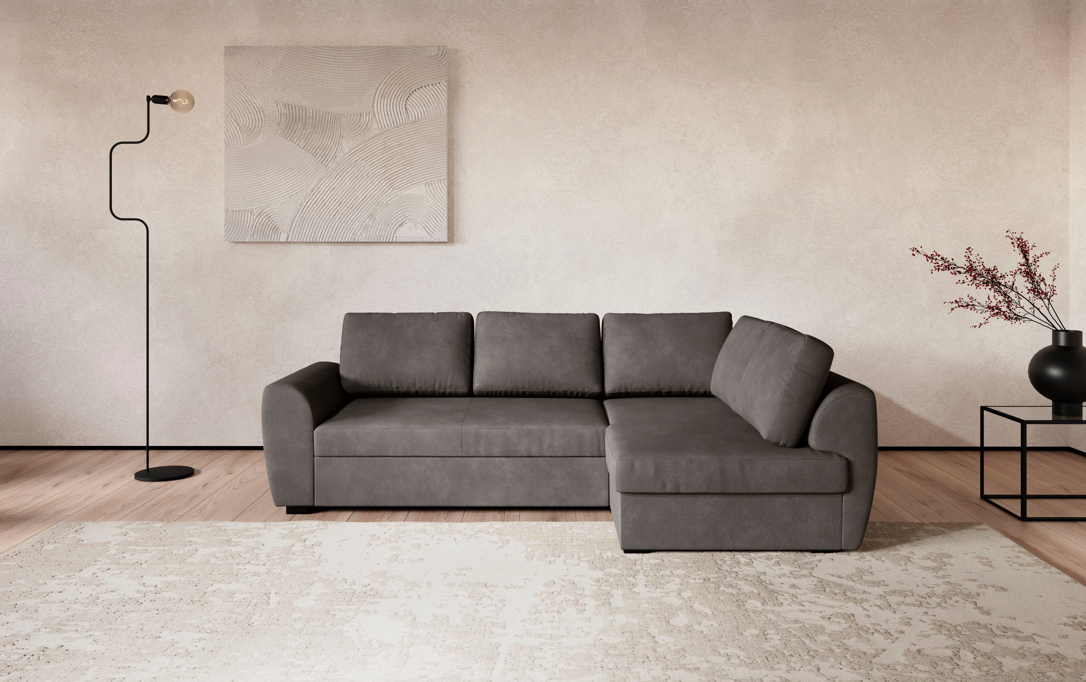 COTTA Ecksofa Drift L-Form, optional auch mit Schlaffunktion, Wellenunterfederung