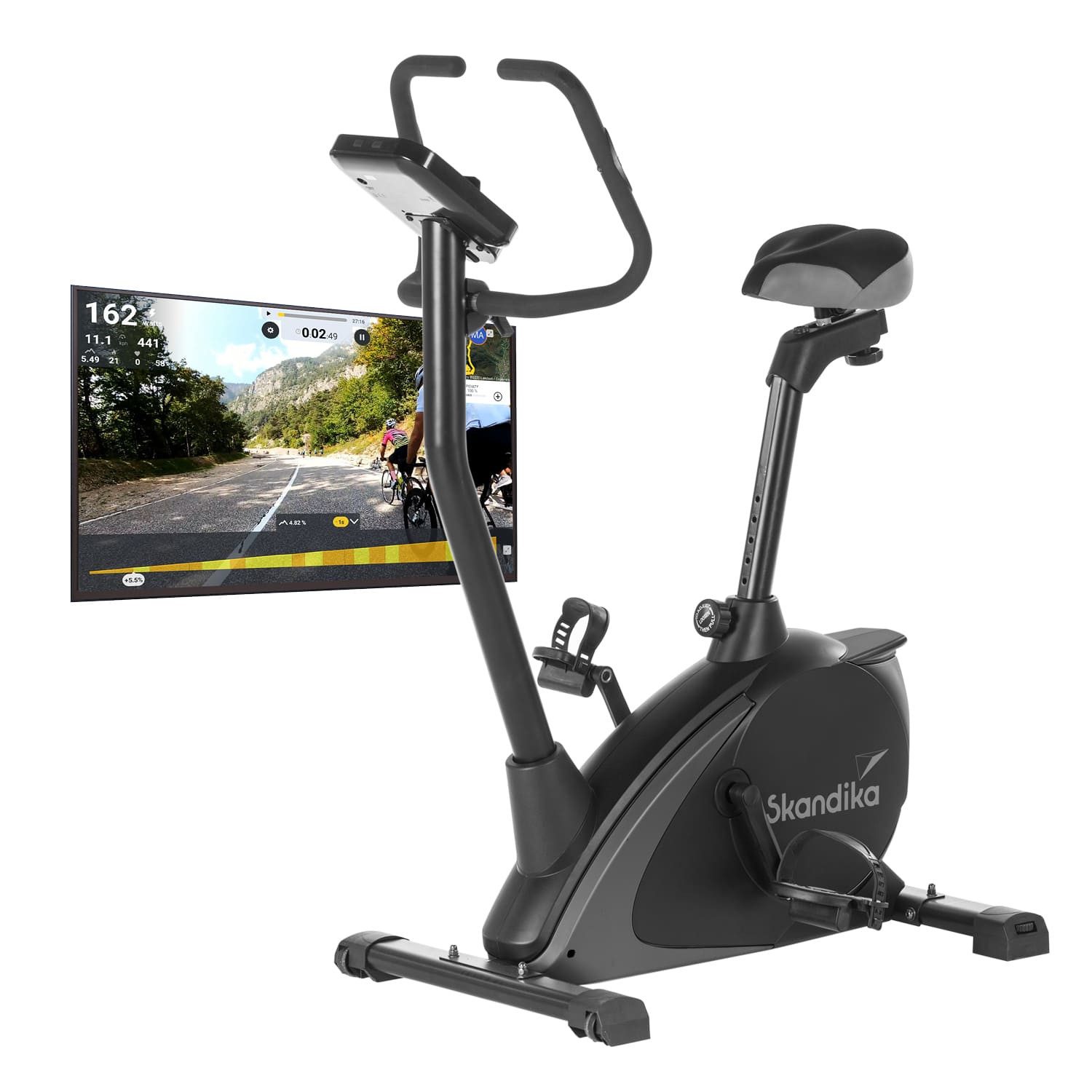 Skandika Ergometer Hometrainer Vinneren, Fitness Fahrrad mit Magnetbremssystem, 11kg Schwungmasse, 12 Trainingsprogramme, Tablet-Halterung, Bluetooth