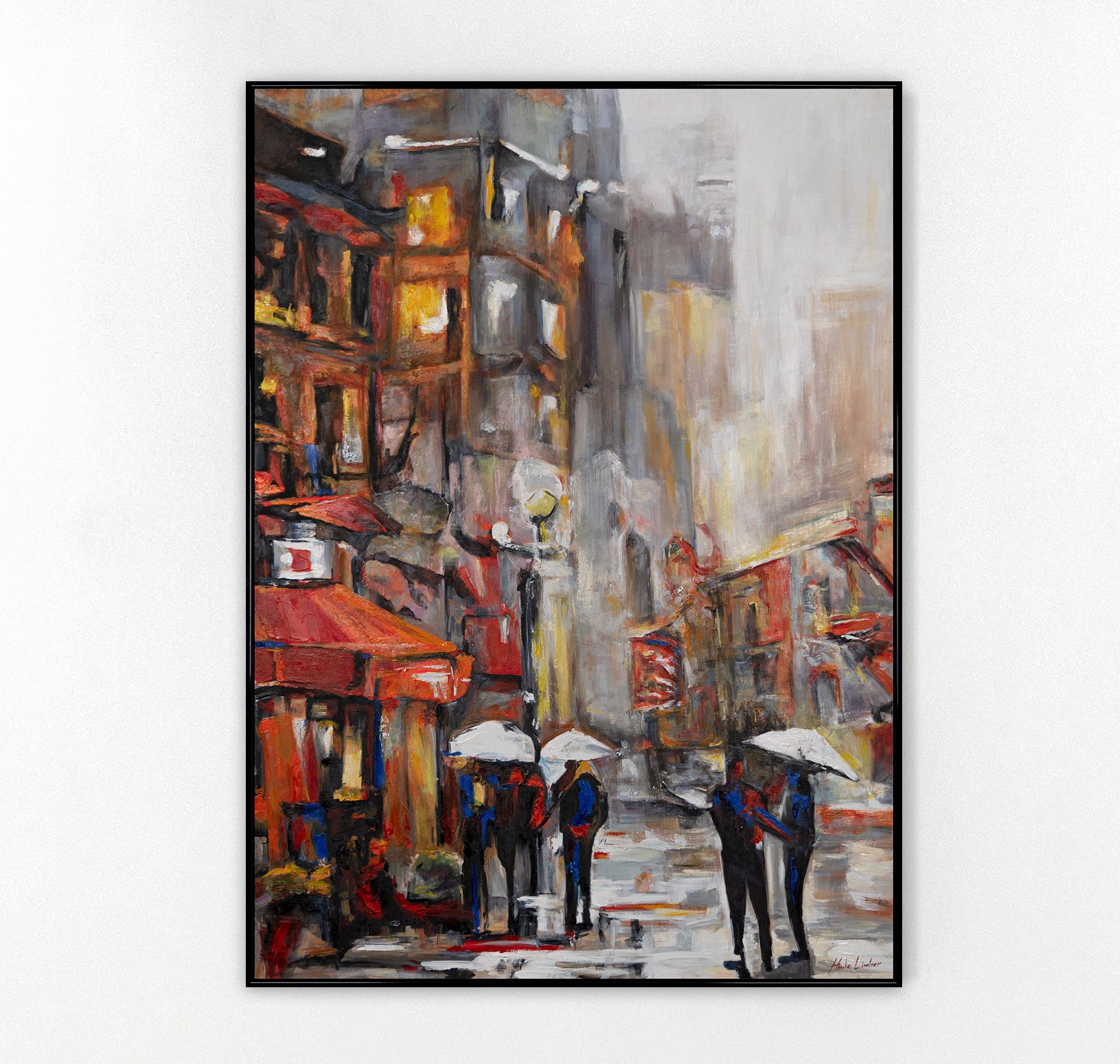 Städtische YS-Art Schwarz in Gemälde Rahmen Mit Menschen Atmosphäre,