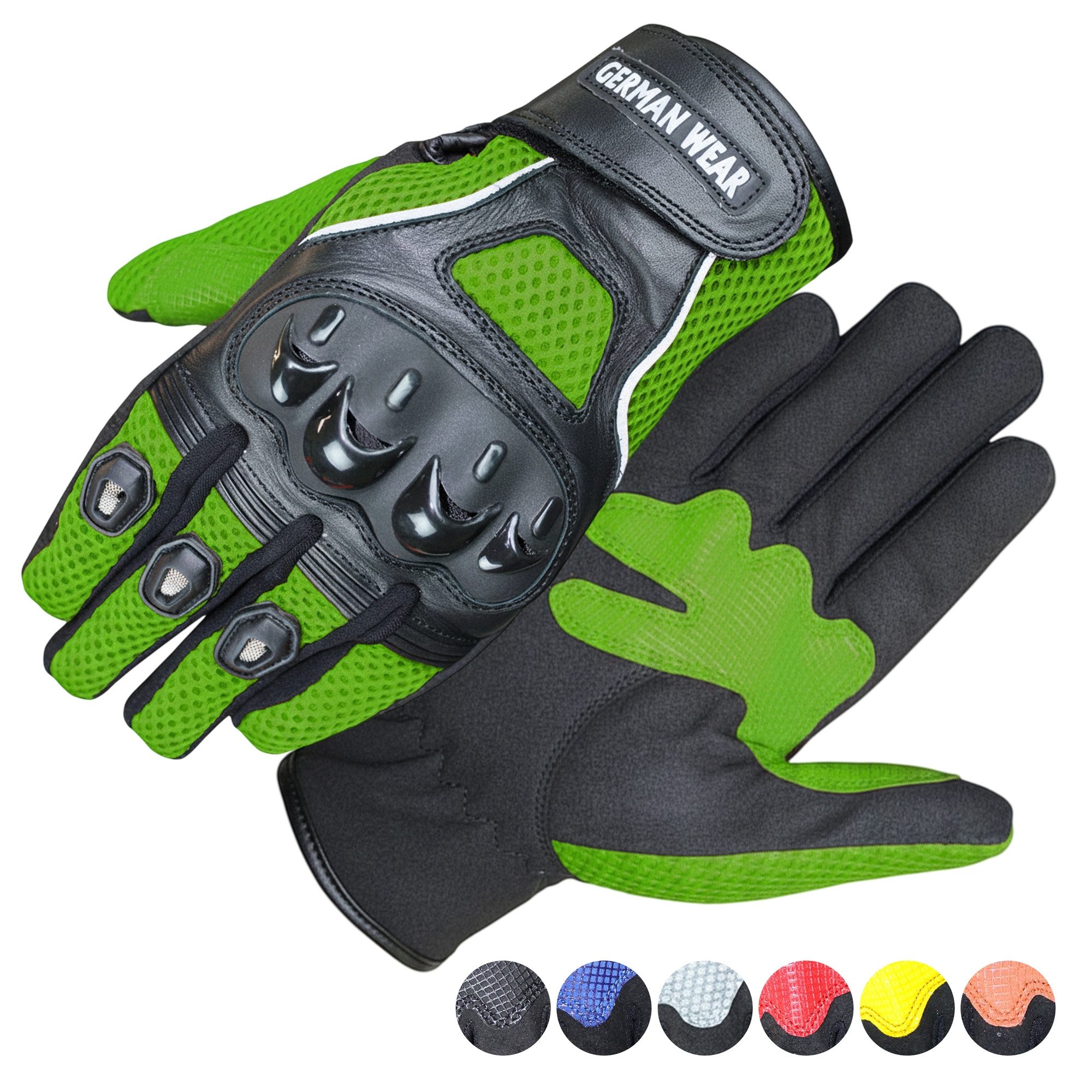 German Wear Motorradhandschuhe GW400G-M9 Motocross Biker Handschuhe Leder- & Textilhandschuhe in 6 Farben