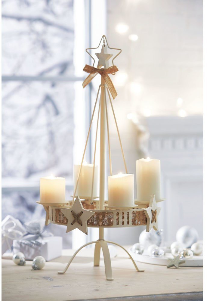 Schneider Adventsleuchter Dekoband St), 57 cm, (1 ca. Höhe Weihnachtsdeko Kerzenständer dekorativer mit