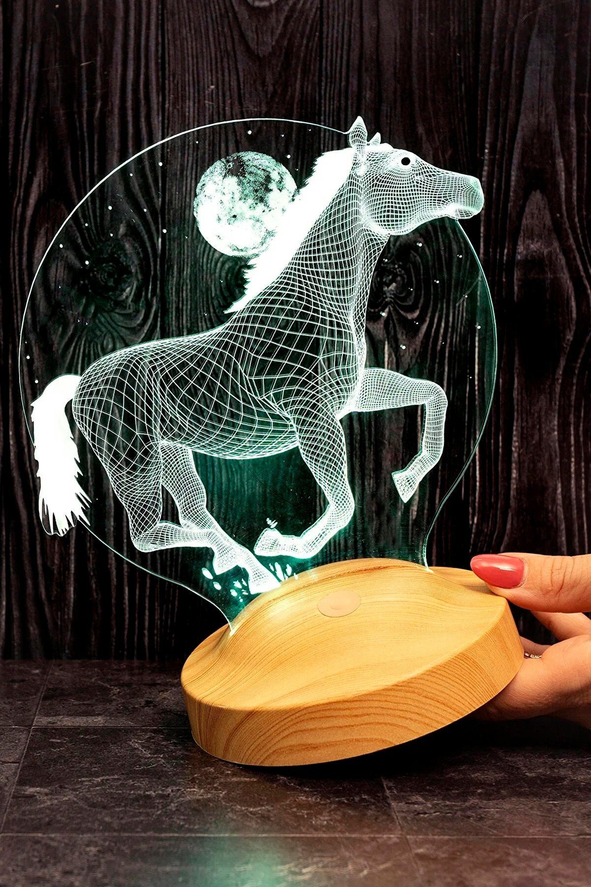 Geschenkelampe LED Nachttischlampe Pferd 3D Nachtlicht für Reiterin und Rei günstig online kaufen