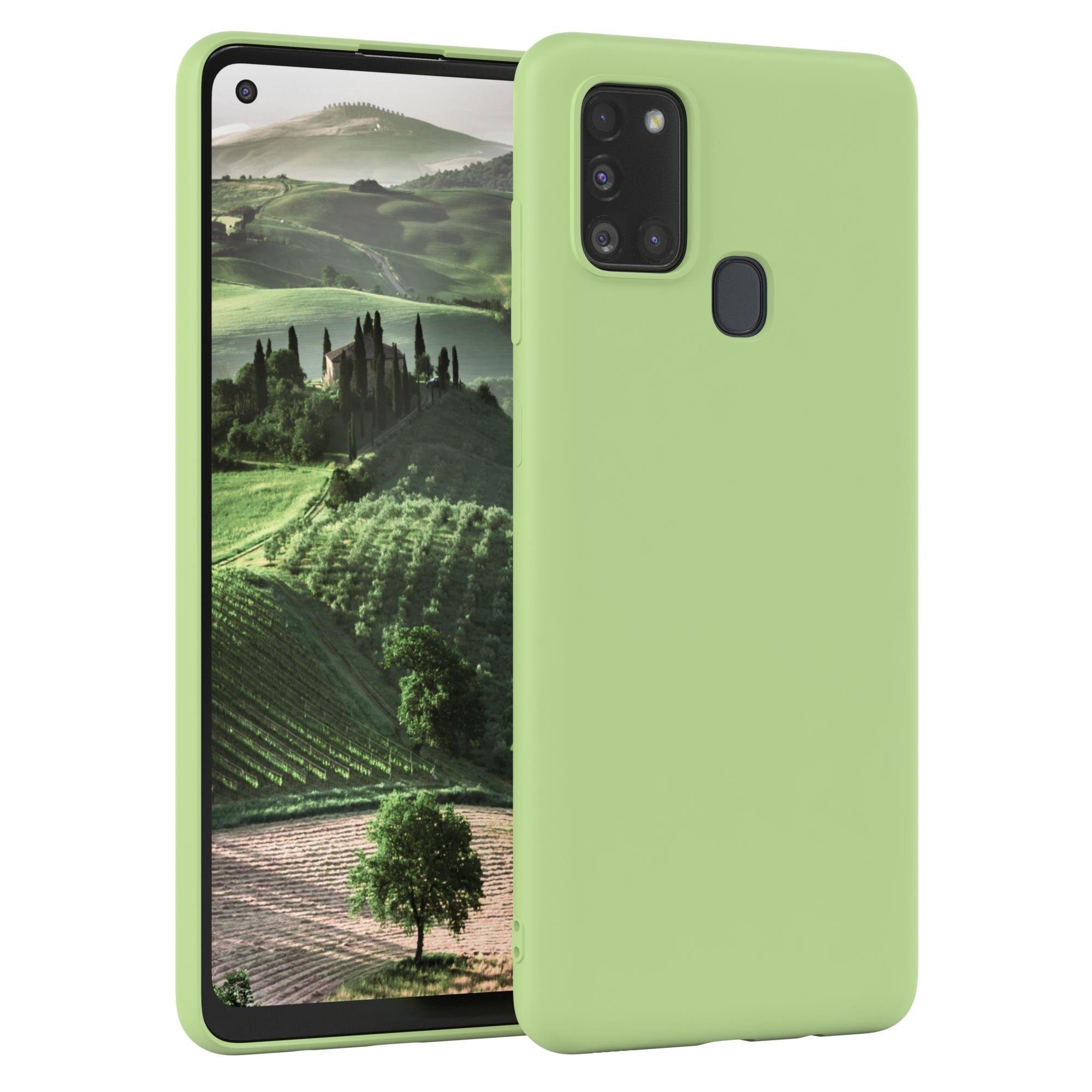EAZY CASE Handyhülle für Samsung Galaxy A21s Hülle Silikon 6,5 Zoll, Smart Slimcover Matt Silikon Schutzhülle mit Kameraschutz tpu Grün