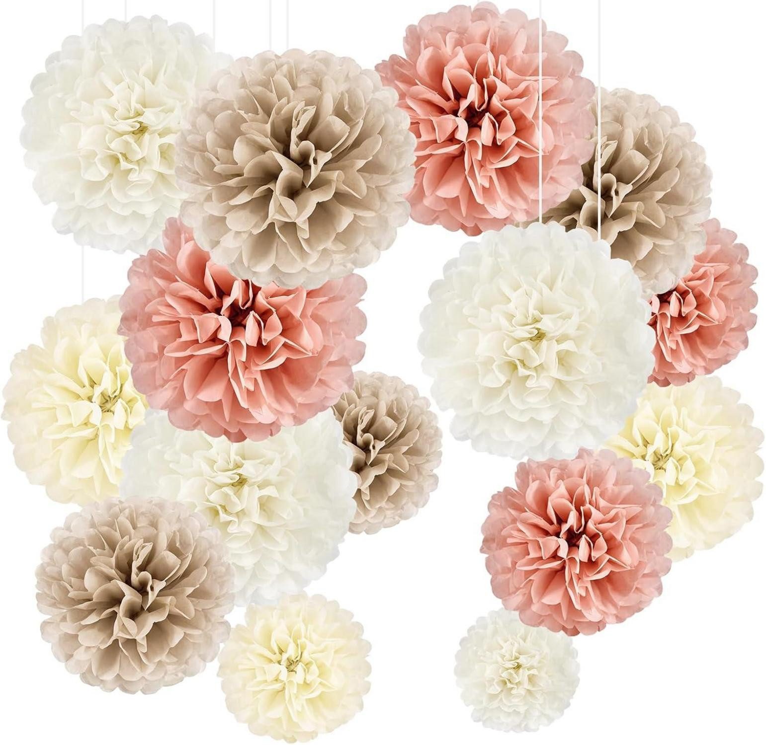 Hängedekoration 20er Seidenpapier Pompons Deko Hochzeit Vintage Geburtstag Rosegold