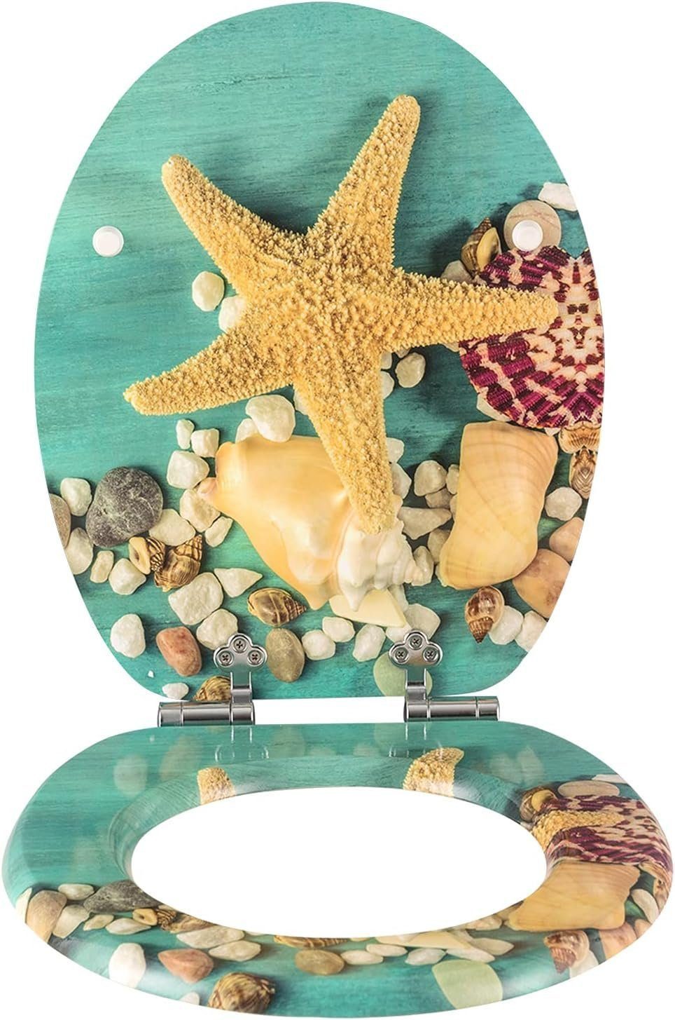 Woltu WC-Sitz (1-St), MDF Holzkern, Softclose Scharnier, Antibakteriell