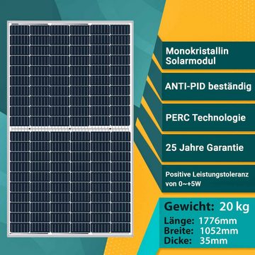 enprovesolar Solaranlage 4x Monokristallines 360-Watt-Silberrahmen-Solarmodul