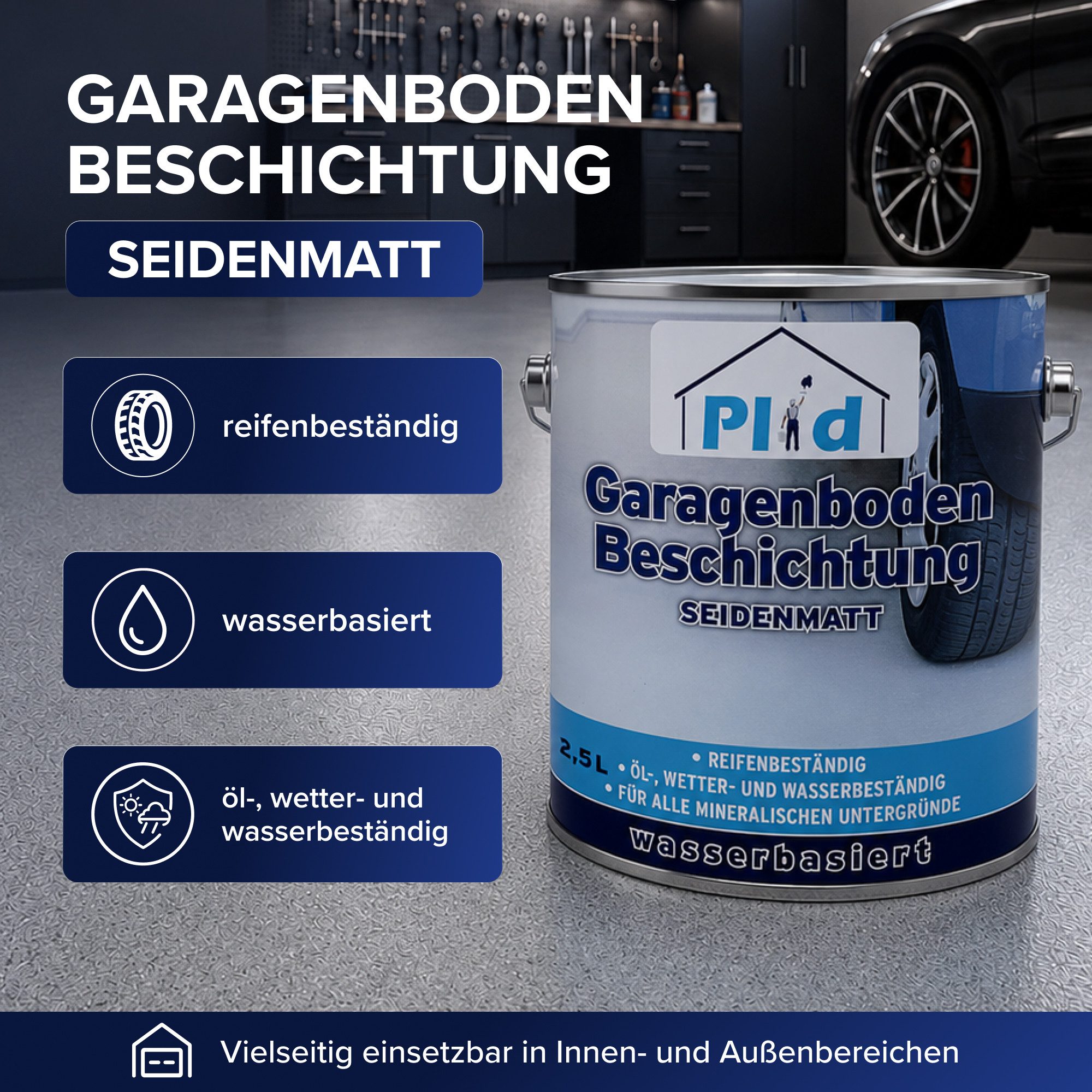 plid Bodenversiegelung Garagenbodenbeschichtung Bodenbeschichtung Bodenfarbe, Öl und Dieselbeständig, hochdeckend