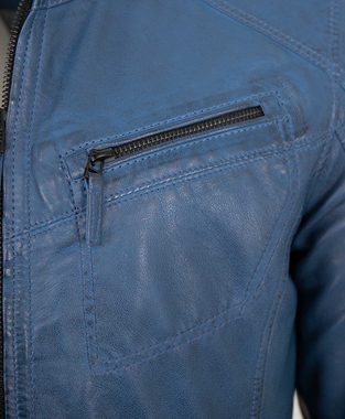 Jilani Lederjacke Brisbane Jilani - Herren Echtleder Lederjacke Lammnappa blau