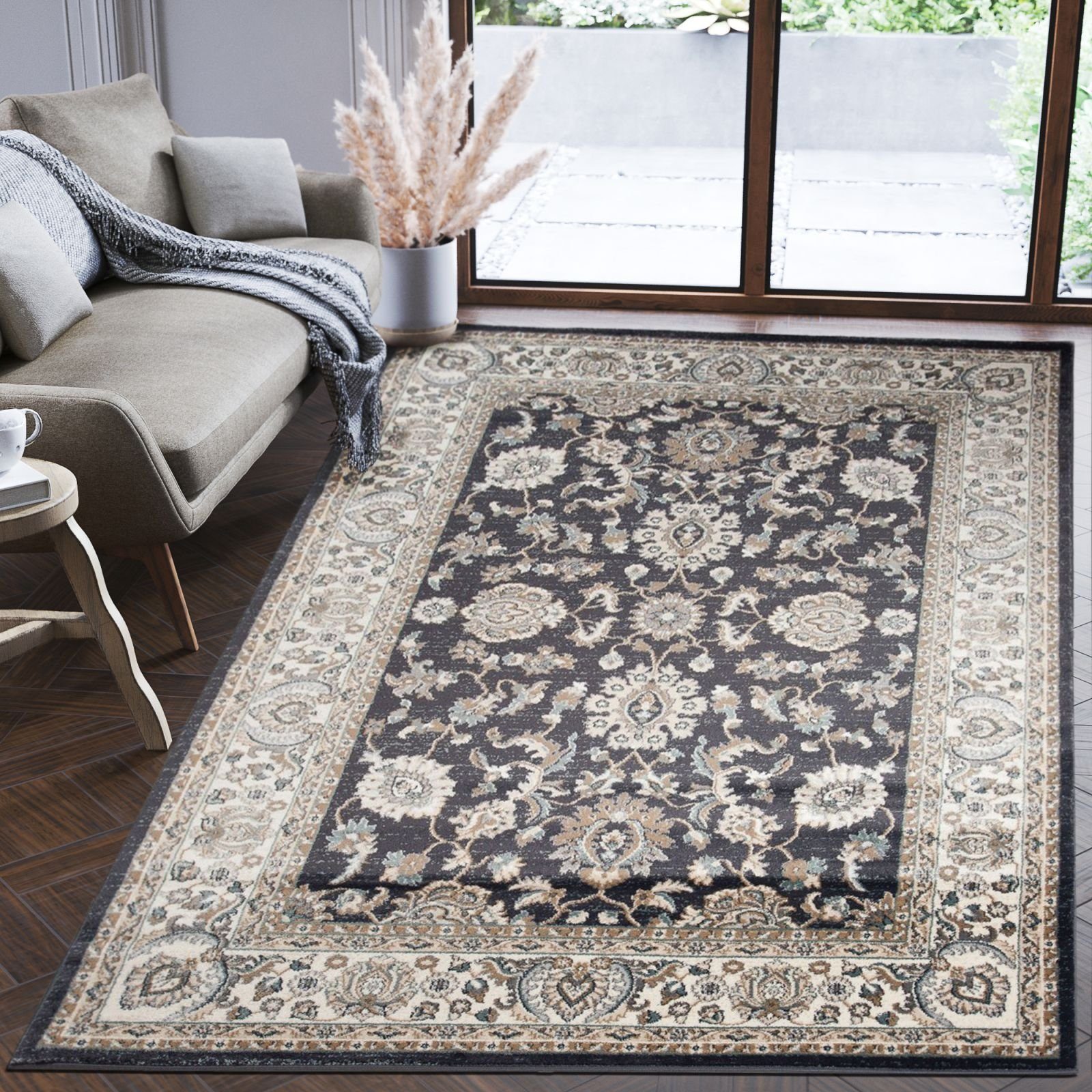 Orientteppich Oriente Teppich - Traditioneller Teppich Orient Schwarz, Mazovia, 300 x 400 cm, Geeignet für Fußbodenheizung, Pflegeleicht, Wohnzimmerteppich