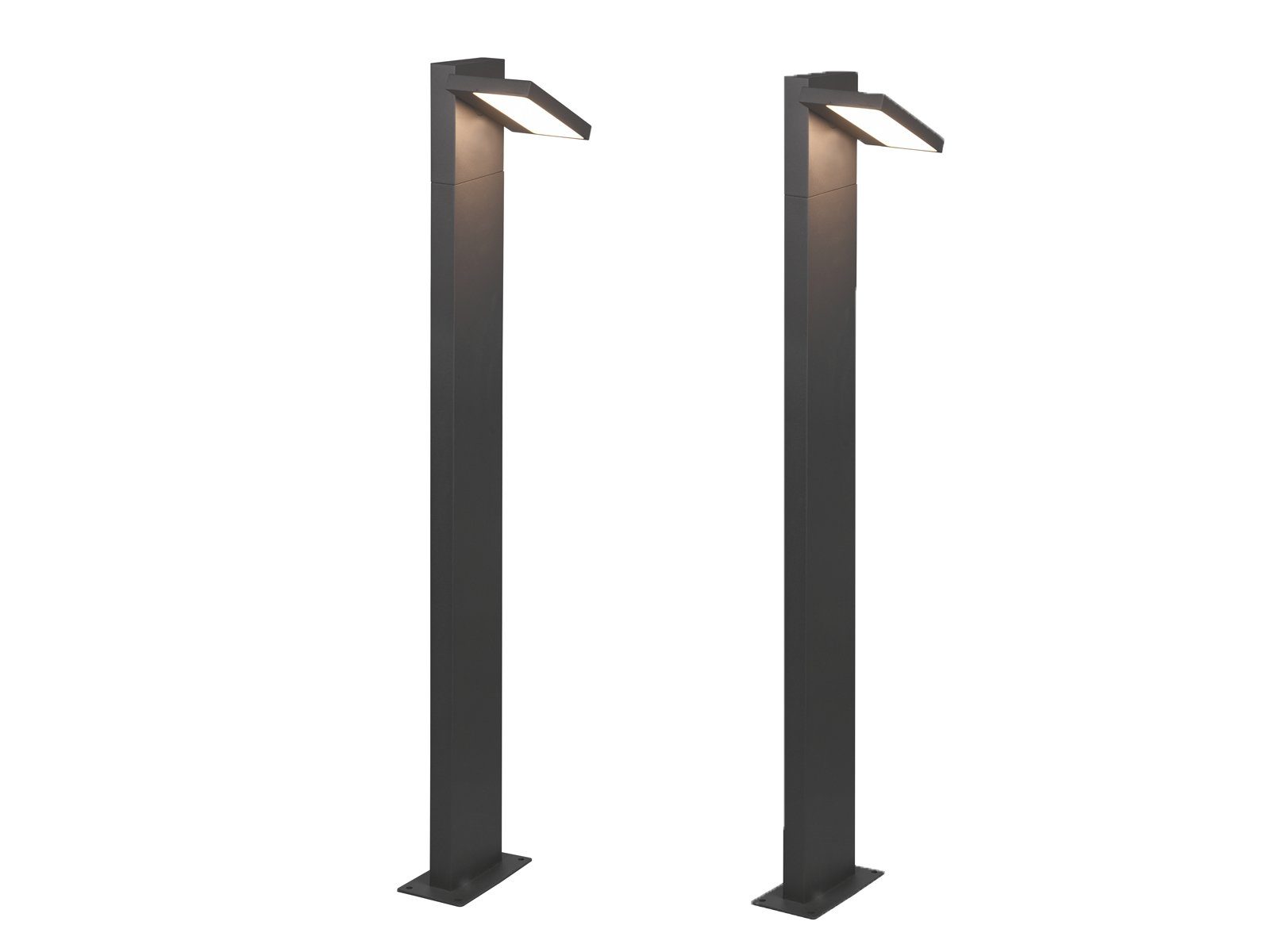 TRIO Leuchten LED Pollerleuchte, LED fest integriert, Warmweiß, 2er-Set Wegeleuchten Anthrazit 100cm, Garten-Wegbeleuchtung beleuchten