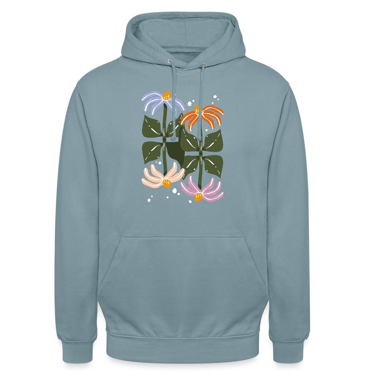 Spreadshirt Hoodie Bunte Retro Blumen Illustration Im Boho Stil Unisex Hoodie (1-tlg)