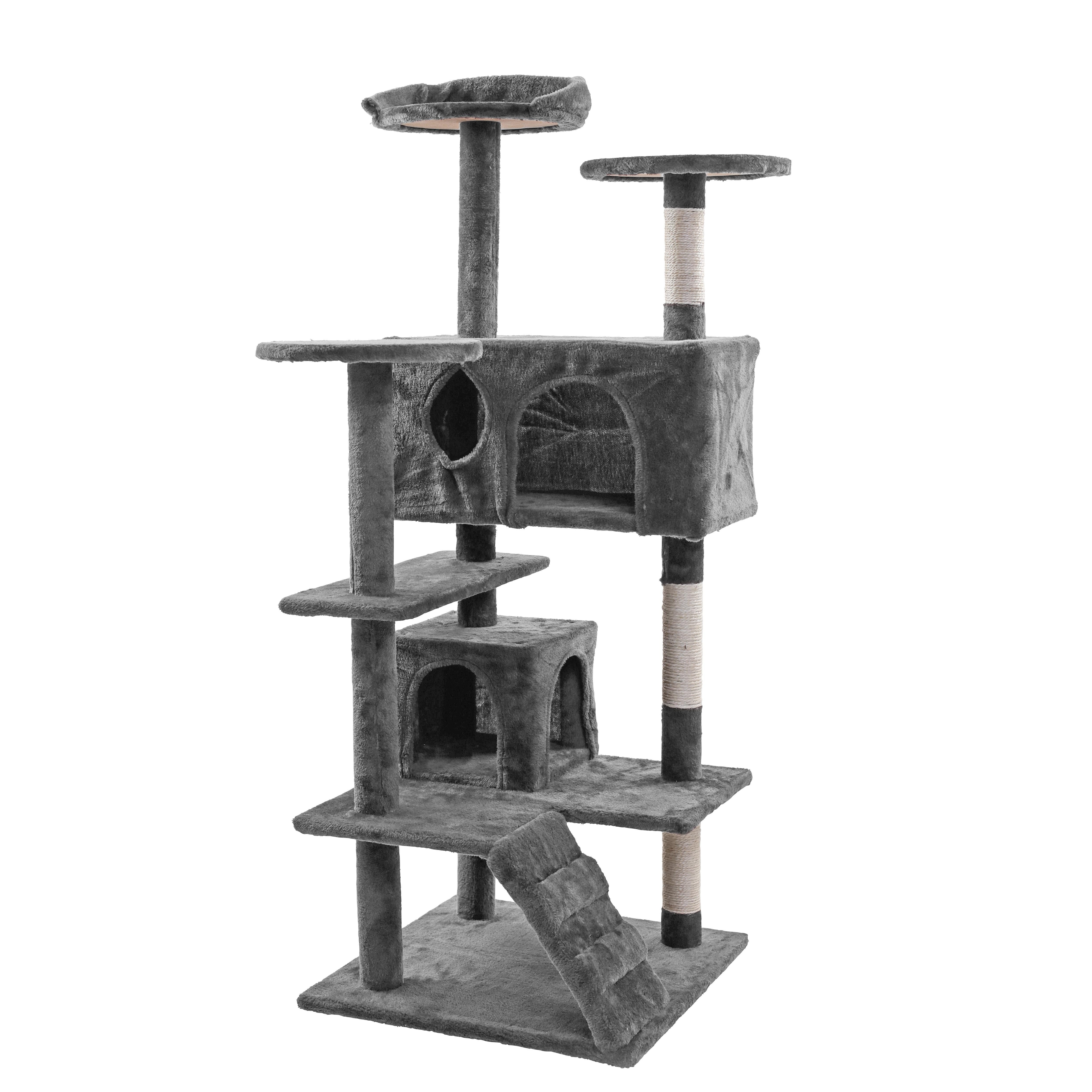 ESTEXO Kratzbaum Katzenbaum Katzenkratzbaum 130 cm Kletterbaum Coco Spielbaum Hellgr