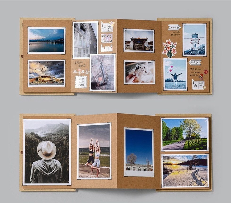 101DIYStudio Fotoalbum zum Einkleben 34 bzw. 54 Seiten, Album zum Gestalten 21 x 15 cm (Für mehr als 30 bzw. 50 Fotos, Fotoalbum Vintage), Kreativ und Einzigartig