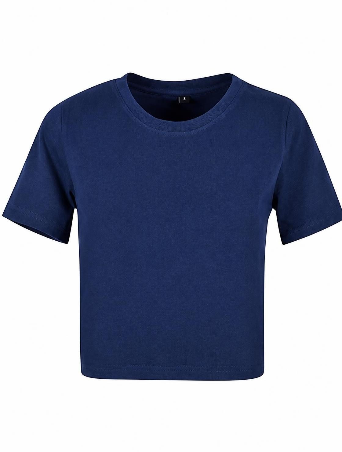 Build Your Brand Rundhalsshirt Damen Cropped Tee / Single Jersey / Kurz geschnitten