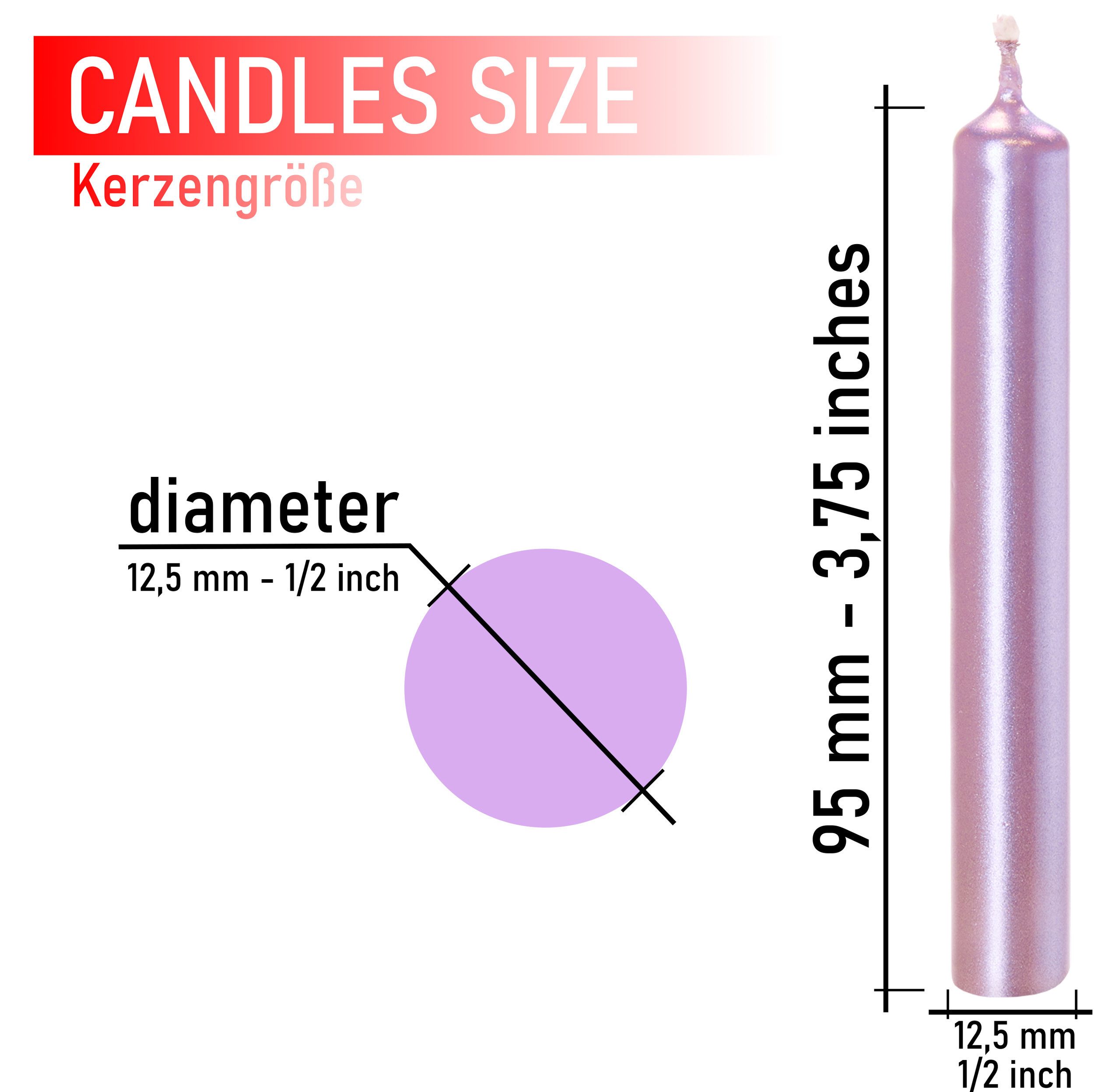 BRUBAKER Spitzkerze 20er Pack Geburtstagskerzen 9,5 cm - Geburtstag Spitzkerzen (für Geburtstag, Magie, Rituale, 20-tlg., oder Partydekoration), Dekokerzen mit 1,25 cm Durchmesser - Stabkerzen Leuchterkerzen
