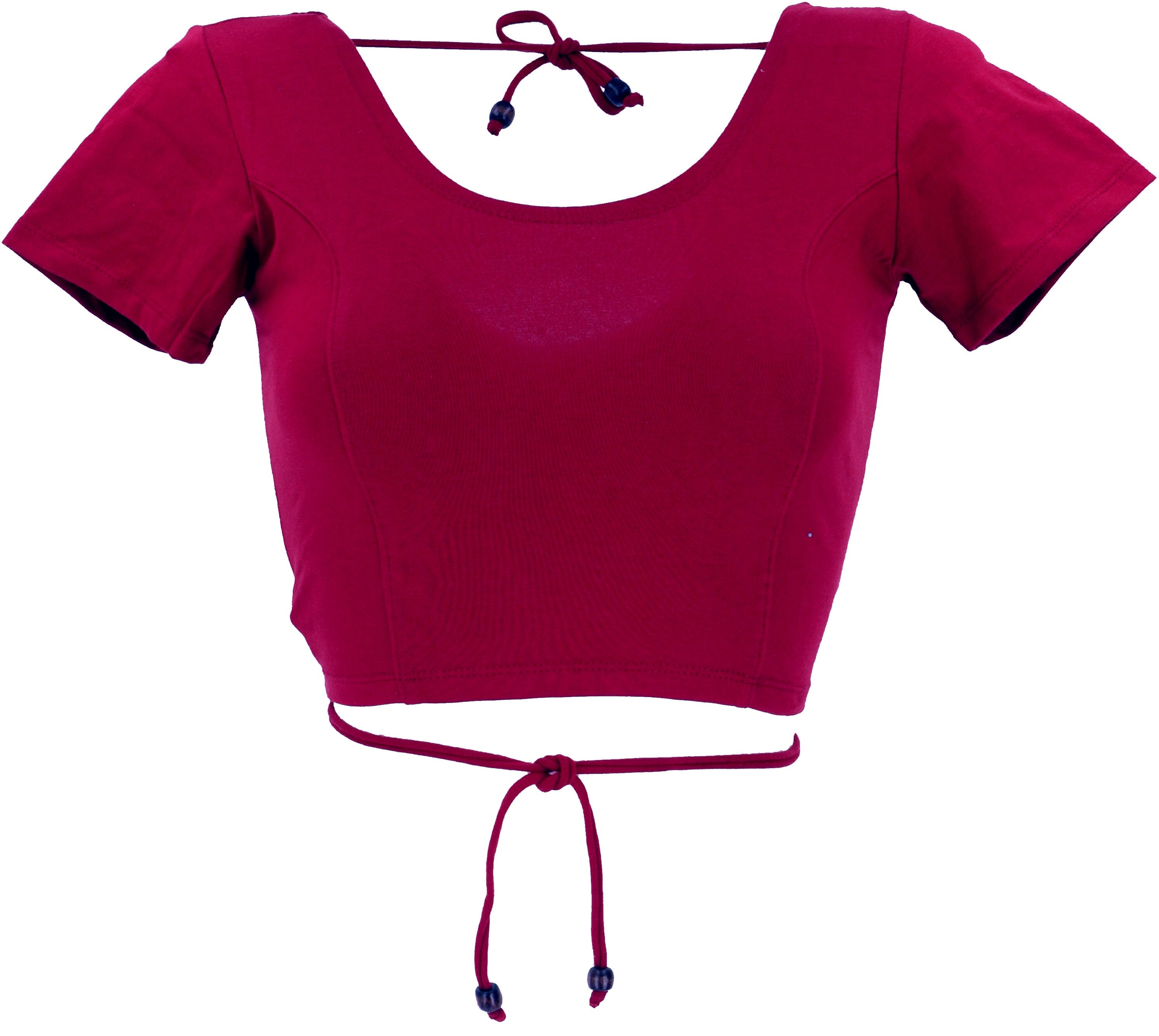 Guru-Shop T-Shirt Choli Top, kurzes Top Goa-chic - rot Festival, Ethno Style, alternative Bekleidung