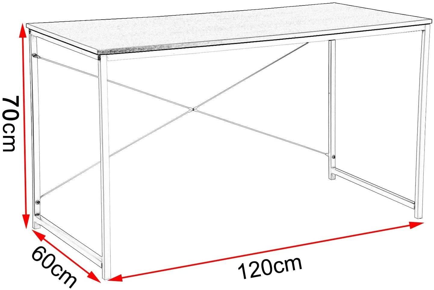 Woltu (1-St), Schreibtisch Stahl, ca.120x60x70 und aus schwarz Holz cm Tisch PC