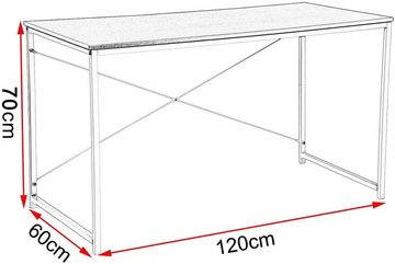 Woltu Schreibtisch (1-St), PC Tisch aus Holz und Stahl, ca.120x60x70 cm