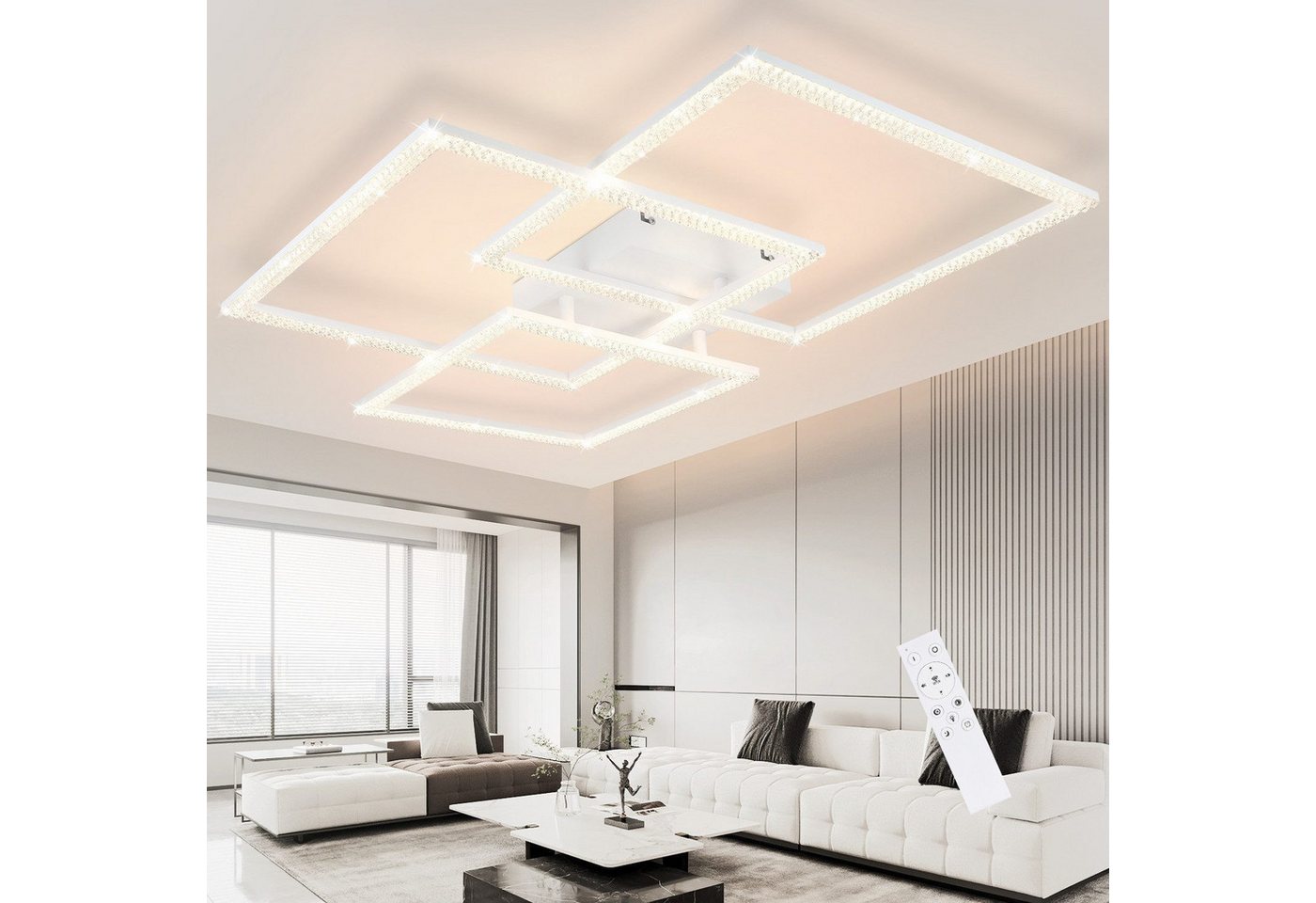 ZMH LED Deckenleuchte Deckenlampe Moderne 82W 72cm Wohnzimmer Schlafzimmer CCT/mit FB, Dimmbar mit Fernbedienung, LED fest integriert, warmweiß-kaltweiß, LED fest integriert