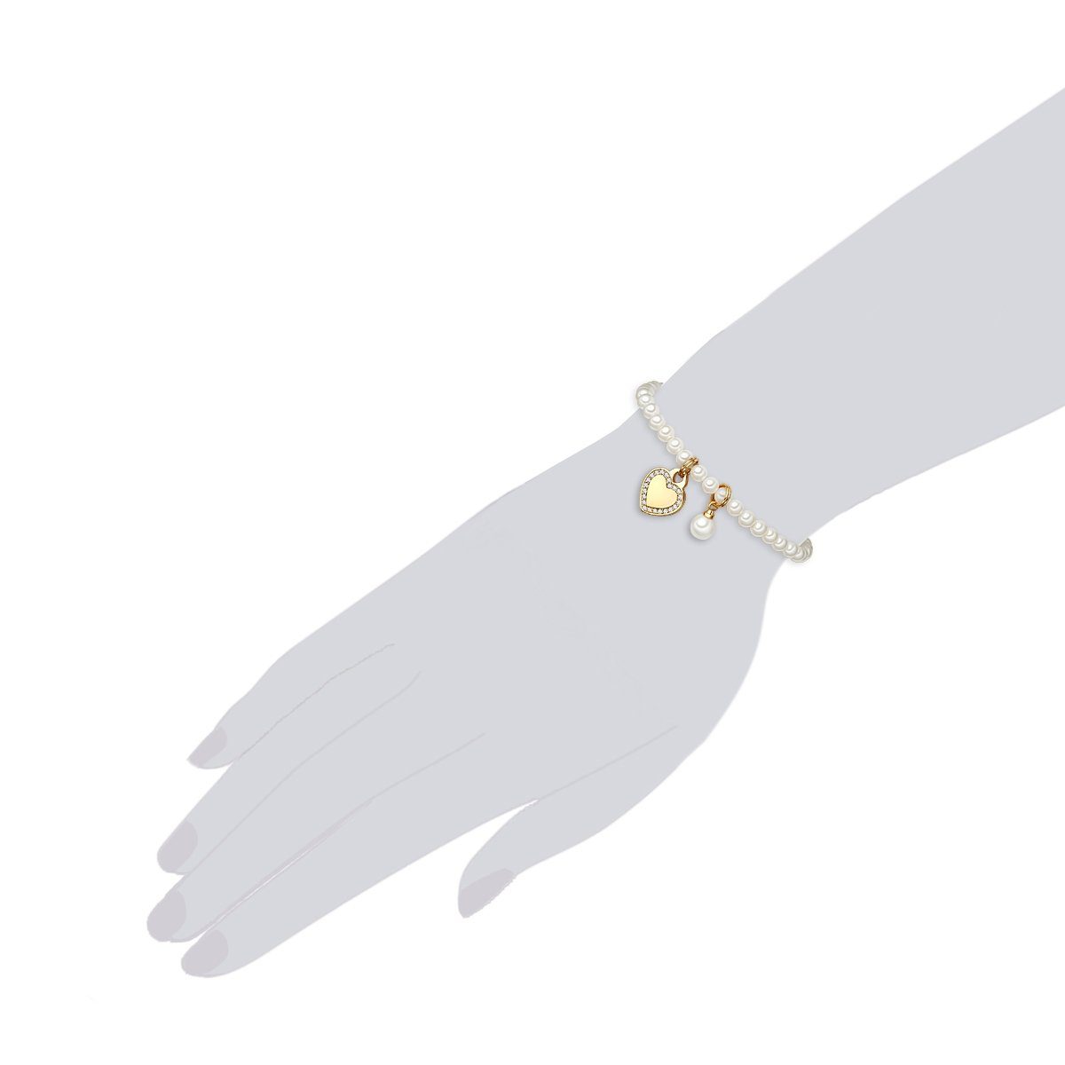 Lulu & Jane Perlenarmband Herz gelbgold, Messing