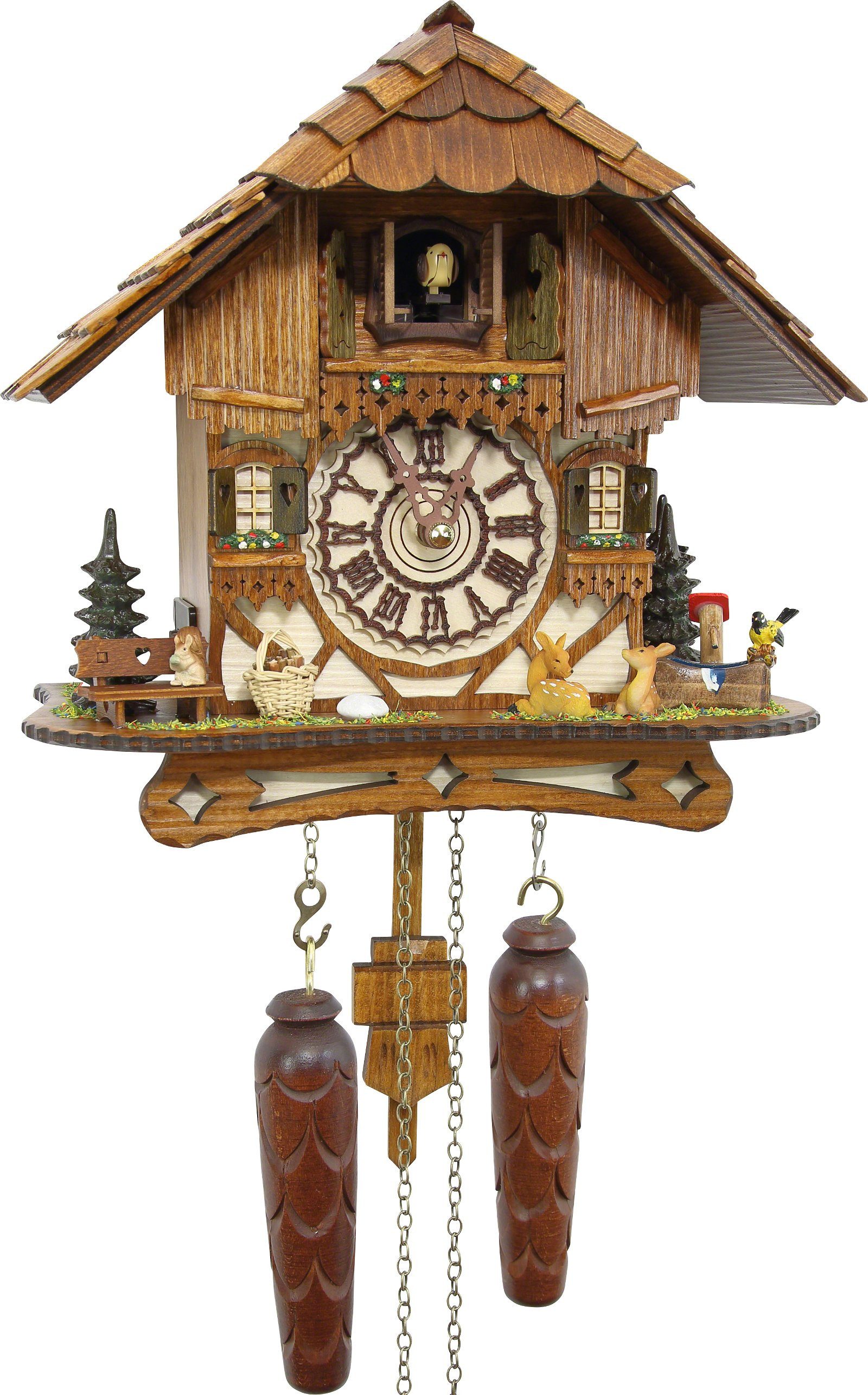 Wanduhr Kuckucksuhr Chalet-Stil Quarz-Uhrwerk 26cm von Schwarzwald-Palast