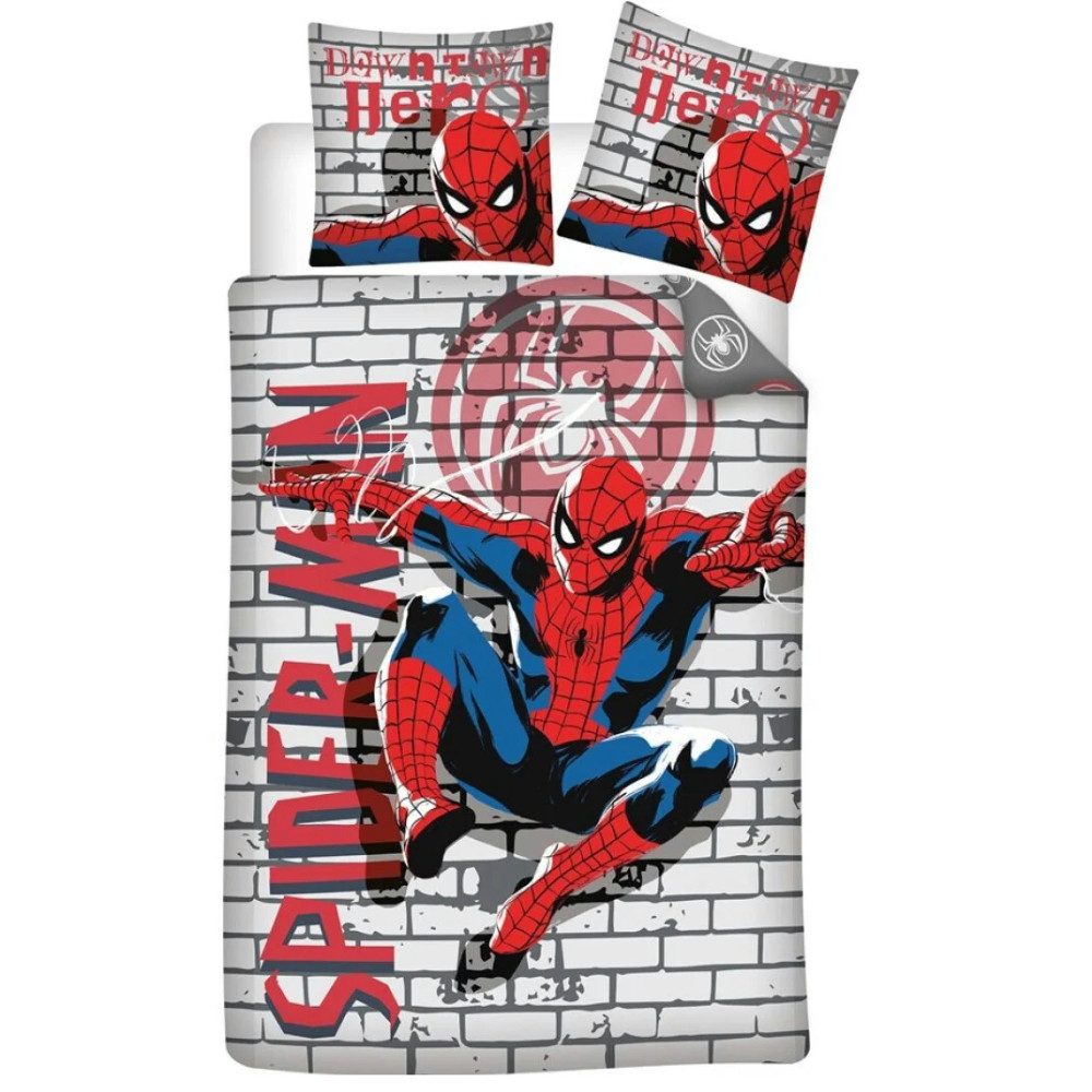 MARVEL Bettwäsche Marvel Spiderman Kinder Bettwäsche 2tlg. Set, 2 teilig, Bettdeckenbezug 135-140x200cm Kissenbezug 65x65 cm