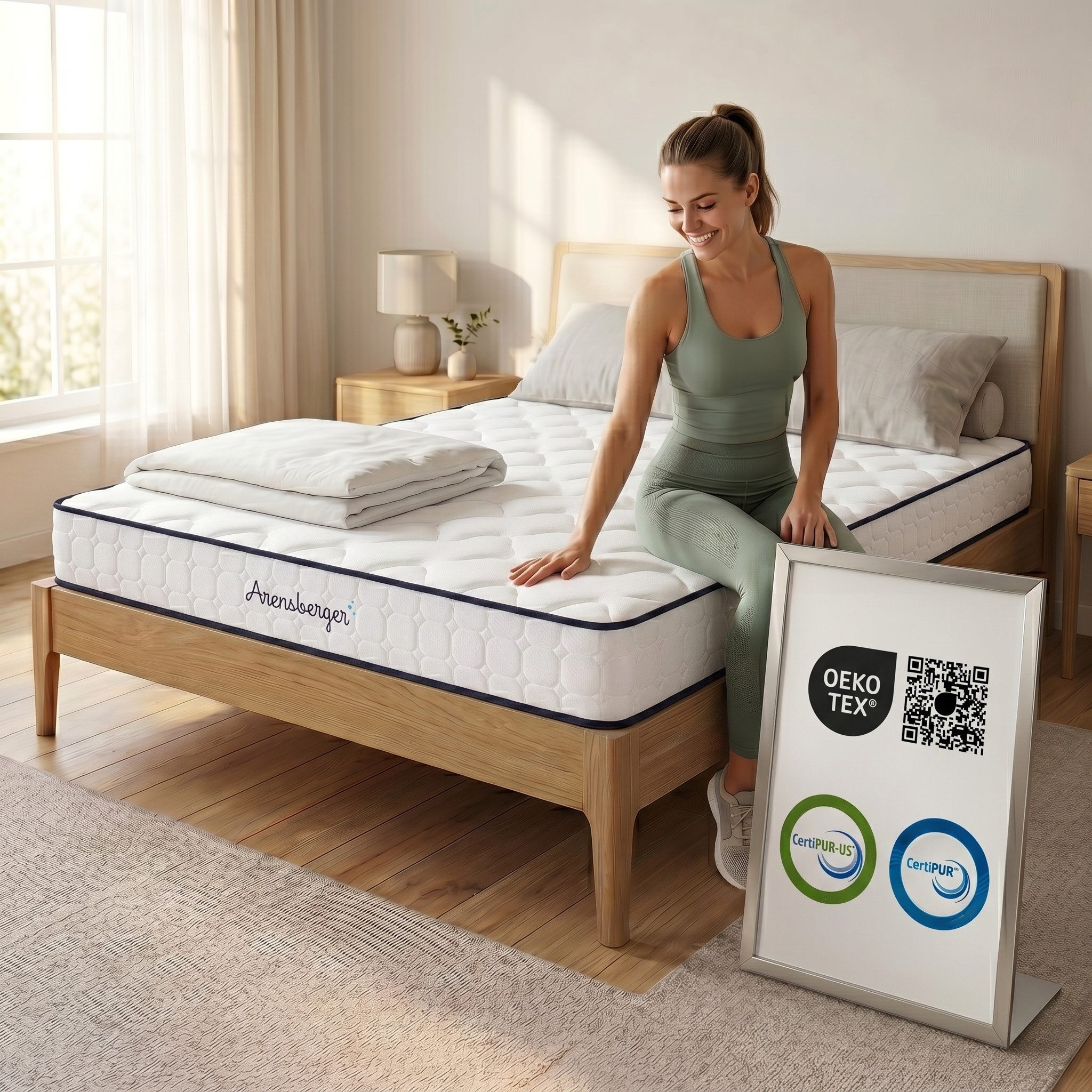 Taschenfederkernmatratze Arensberger LENA SPORT Taschenfederkernmatratze 90 x 200 cm H3, Arensberger, 21 cm hoch, (Matratze 90 x 200 cm), 21 cm Sportmatratze Memoryschaum & Kaltschaum Atmungsaktiv