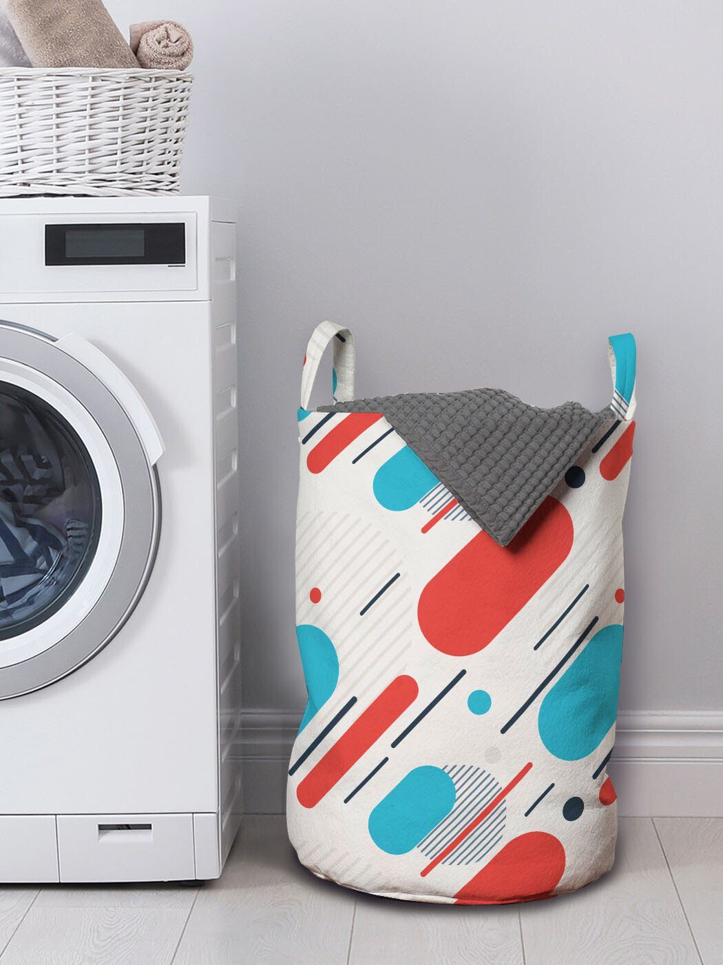 Abakuhaus Wäschesäckchen Streifen Kordelzugverschluss mit für Griffen und Linien Geometrisch Wäschekorb Waschsalons