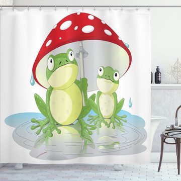 Abakuhaus Duschvorhang Moderner Digitaldruck mit 12 Haken auf Stoff Wasser Resistent Breite 175 cm, Höhe 180 cm, Frösche Tier in der Pilz-Regenschirm
