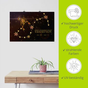 Artland Wandbild Sternzeichen - Skorpion, Bilder von Sternzeichen (1 St), als Leinwandbild, Poster in verschied. Größen