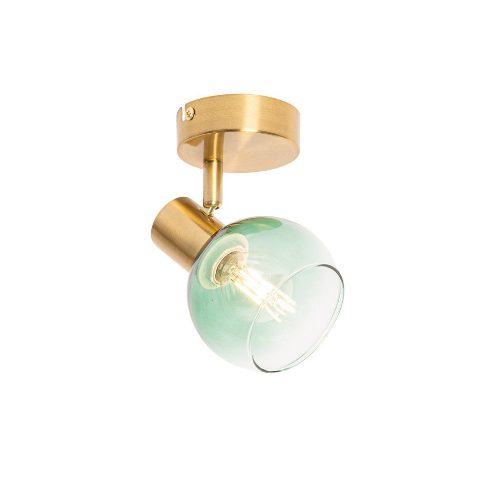 Qazqa LED Aufbaustrahler Vidro, ohne Leuchtmittel, Warmweiß, QAZQA Aufbau­spot, e14, Grün, Stahl, Art Deco