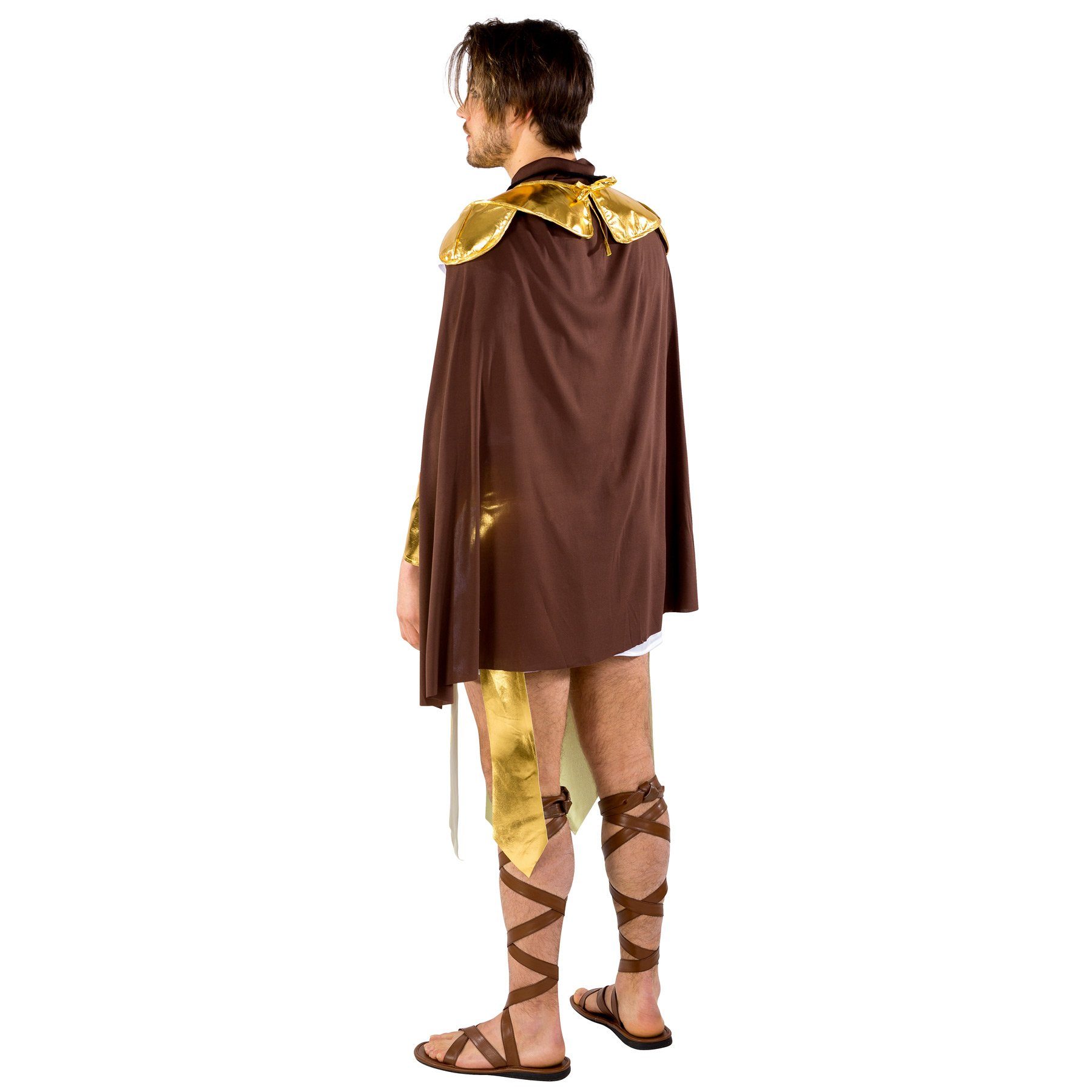 dressforfun Kostüm Schwertkämpfer/Krieger, in gold, Gr. S, Bequemes Gewand, Edles Cape, Goldener Bindegürtel in Metalloptik, Graziöser goldener Kragen bindbar
