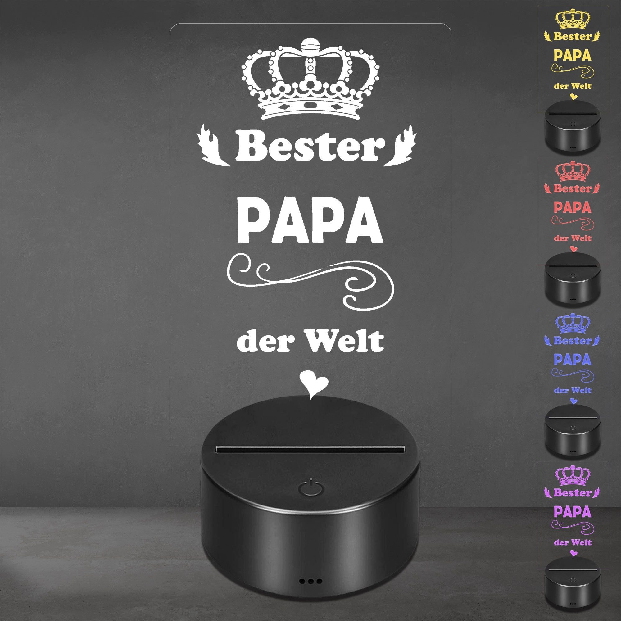 Lieblingsmensch LED Nachtlicht mit Gravur, Bester Papa, Acryl-Lampe mit romantischem Spruch, LED fest integriert, Farbwechsel oder feste Farbe mit Fernbedienung & Touch, Dekolampe zur Hochzeit, Geburtstag, Verlobung & Jahrestag
