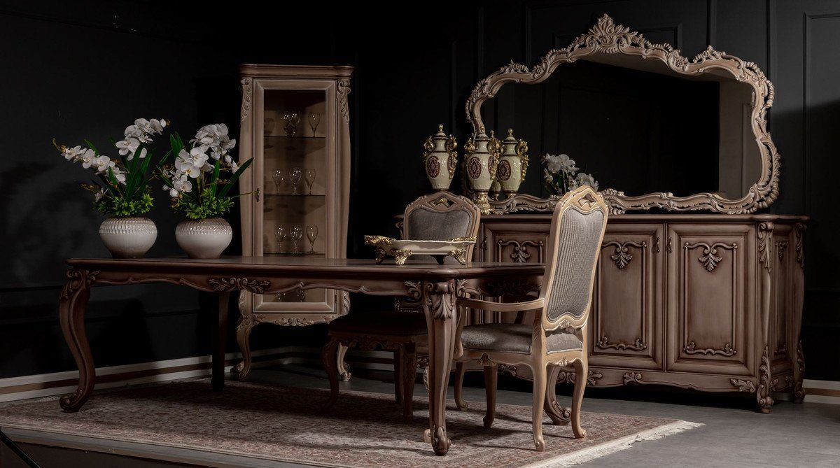 Esszimmertisch Barockstil Möbel im Massivholz Esstisch - Braun - Prunkvoller Barock Luxus Padrino Esszimmer Esstisch Barock Casa