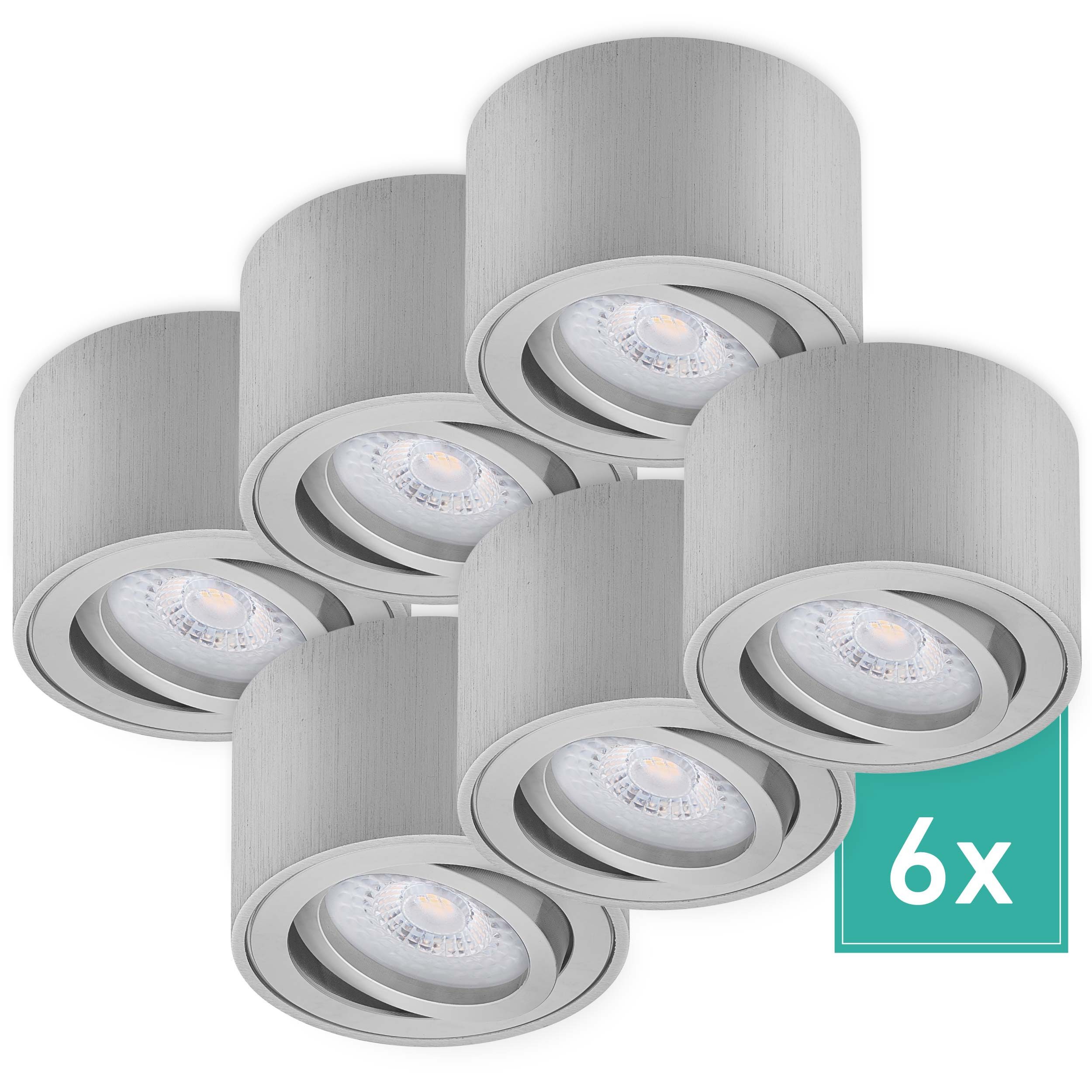 Oktaplex lighting LED Deckenstrahler Lile Aluminium Aufbaustrahler dimmbar, inklusive Leuchtmittel, 10724, 4000K 370lm 4,9W Spots 230V