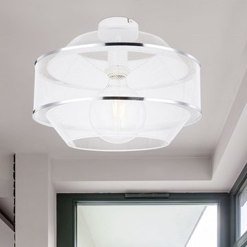 Globo Deckenleuchte, Leuchtmittel nicht inklusive, Deckenleuchte Deckenlampe Wohnzimmerlampe Metallgeflecht weiß 27,5 cm