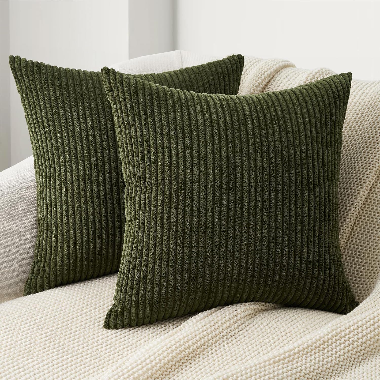 Topfinel Kissenbezug gestreiftes Muster,2er Set Kissenhülle Dekokissen Kissenbezug, Kordsamt 40x40 Sofakissen Couchkissen Zierkissenbezug Dekokissen