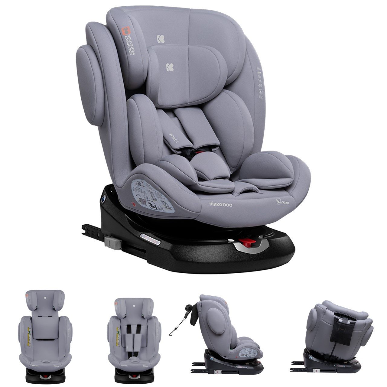 Kikkaboo Autokindersitz Kindersitz i-Felix i-Size, ab: 0, bis: 12, (40-150cm) Isofix Top Tether 360 Grad Drehung