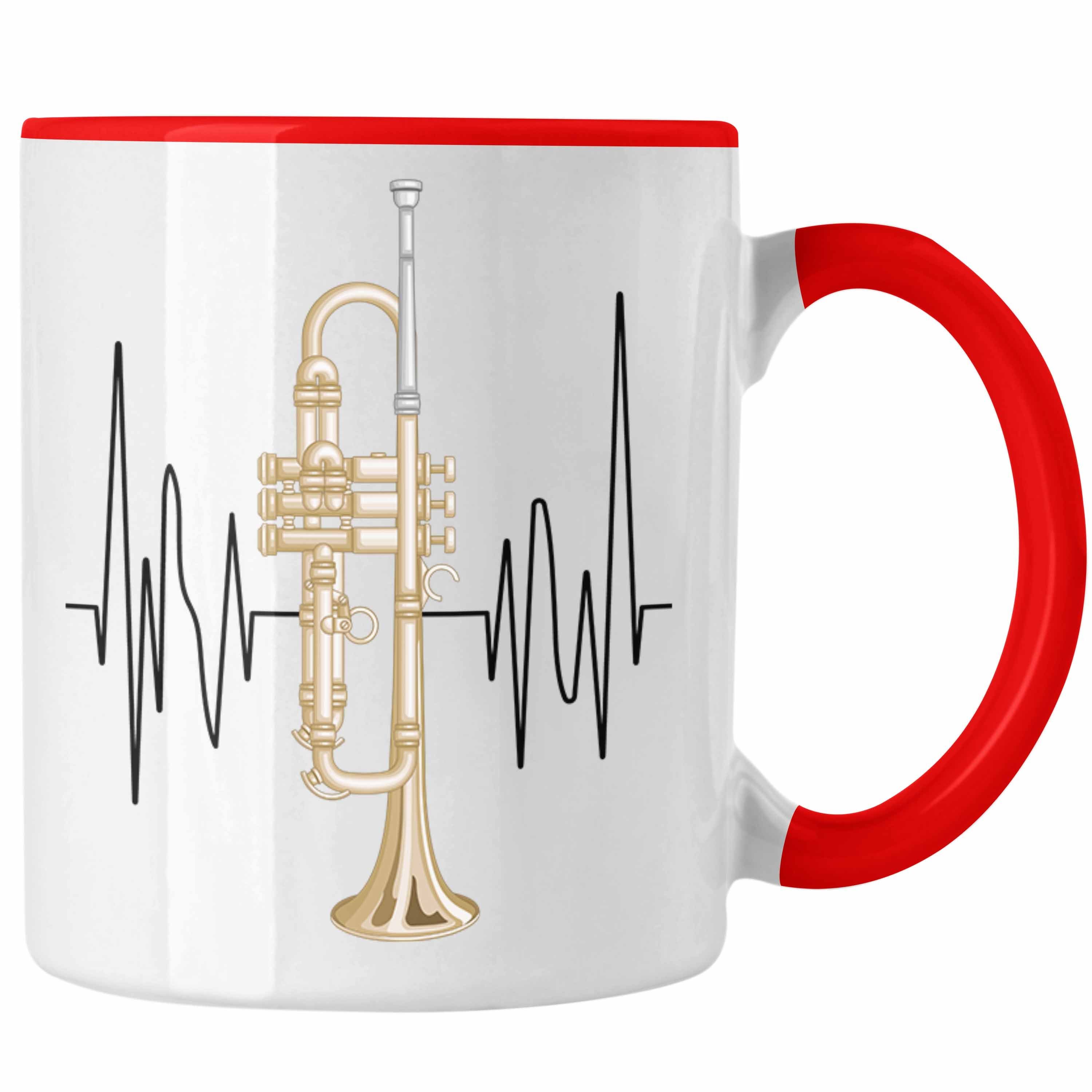 Grafik Geschenk Posaunist Geschenkidee Trendation Herzschlag Posaune Tasse Spruch Tasse Rot