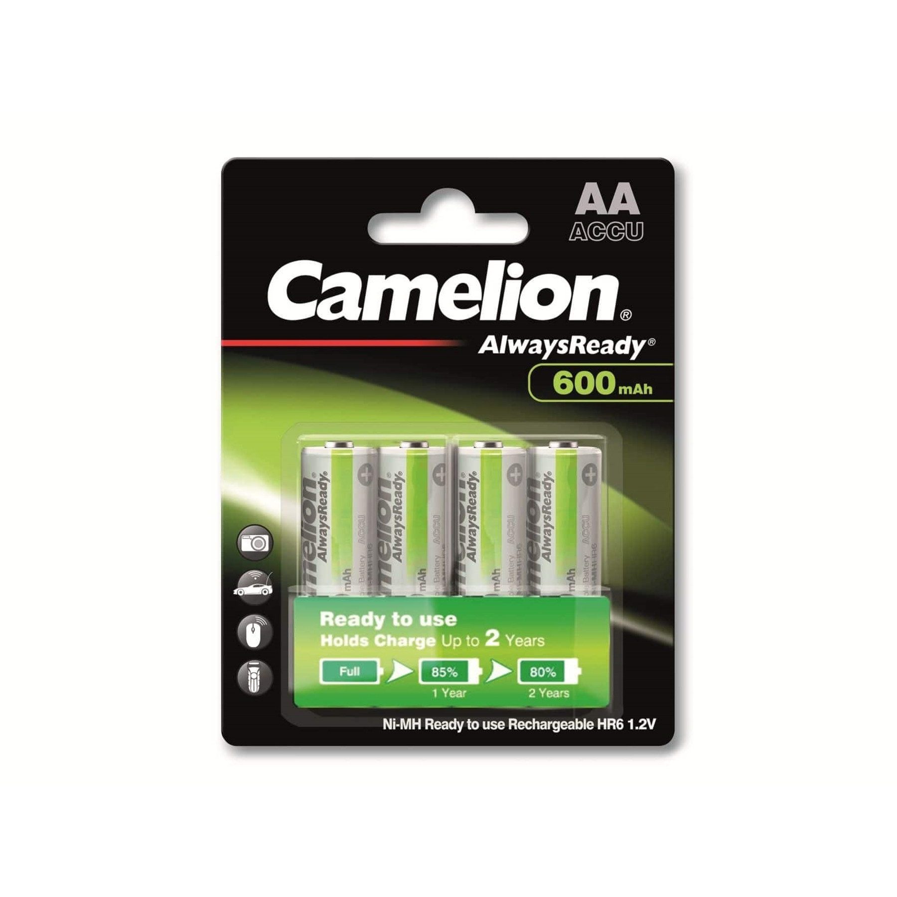 Camelion CAMELION NiMH-Mignon-Akku AlwaysReady, 600 mAh, 4 Stück Akku-Set
