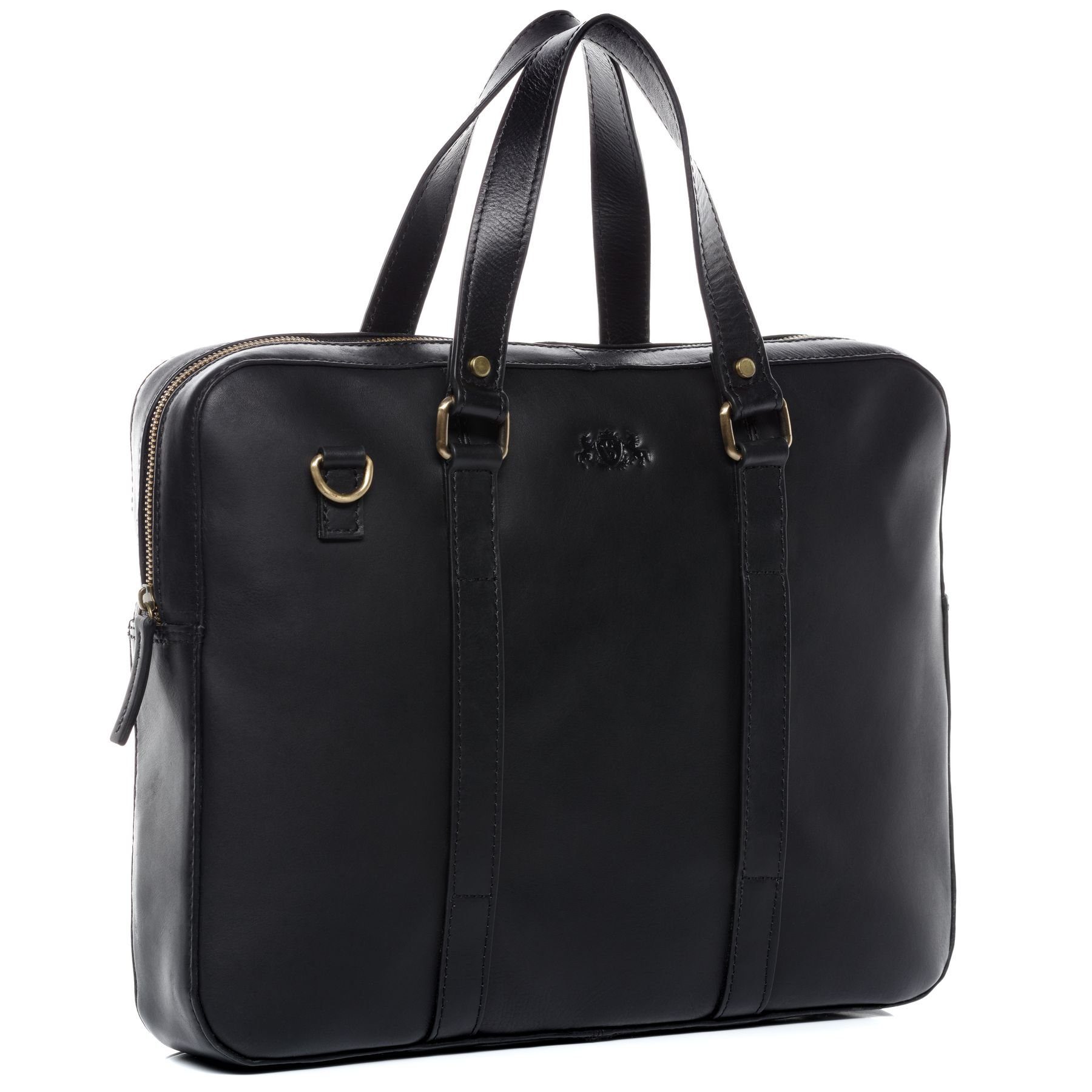 SID & VAIN Laptoptasche echt Leder Aktentasche 15 Zoll Laptop Fach schwarz, Laptoptasche 15,4 Zoll, Aktentasche Echtleder Damen Herren schwarz – Bild 5 von 5