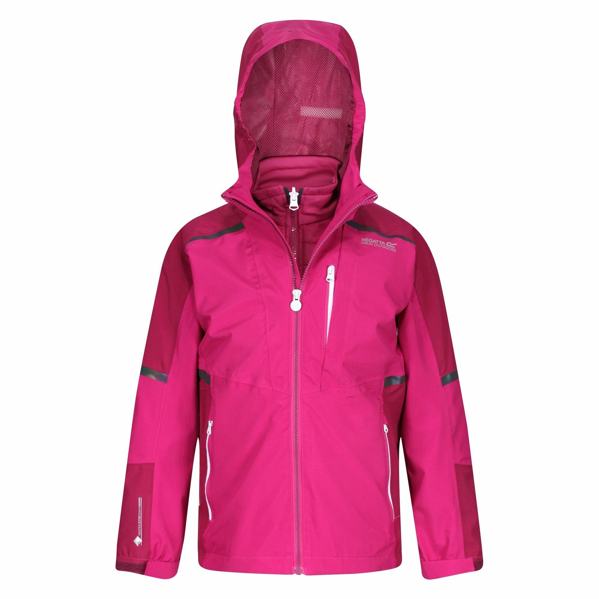 Regatta 3-in-1-Funktionsjacke Hydrate VI für Kinder, atmungsaktiv, 15.000mm Wassersäule Fuchsia/Rasp