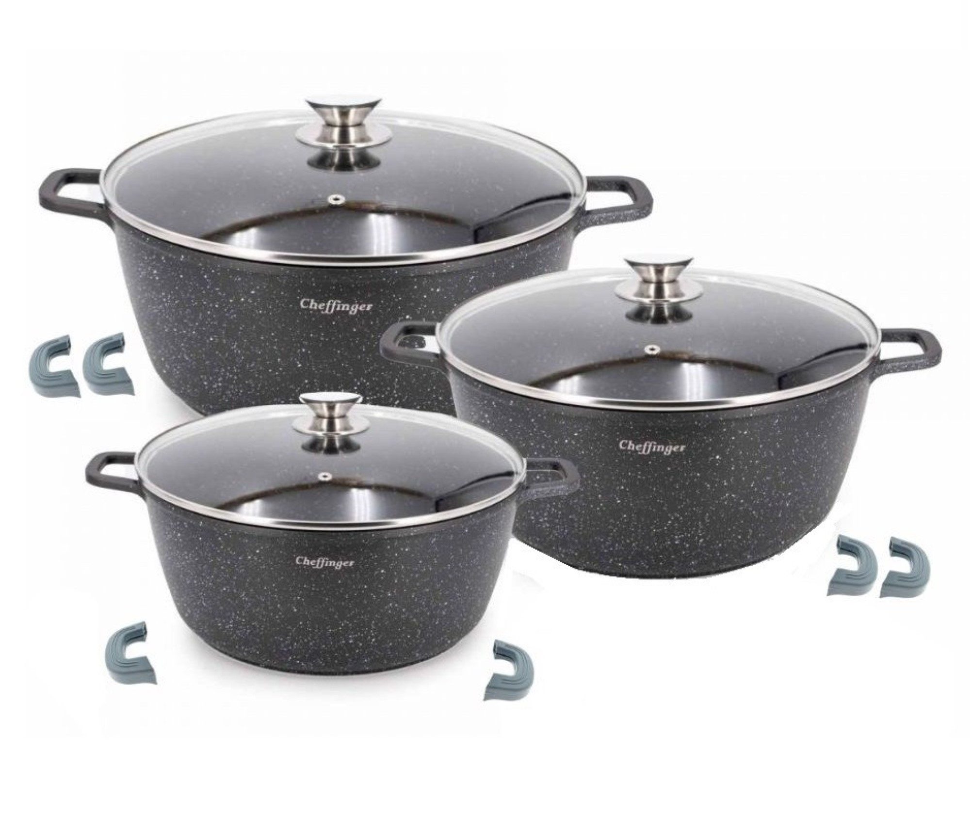Cheffinger Kochtopf Kochtopfset 24-28-32CM - Topf Induktion - Alu Guss Pfanne, (6-tlg)